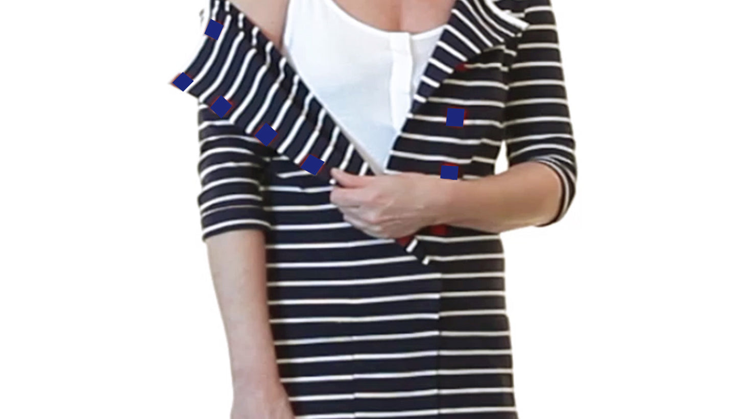 Sophie striped dress opening at the front