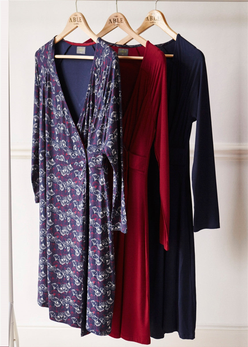 Su Jersey Wrap Dress - Gingko Print Navy