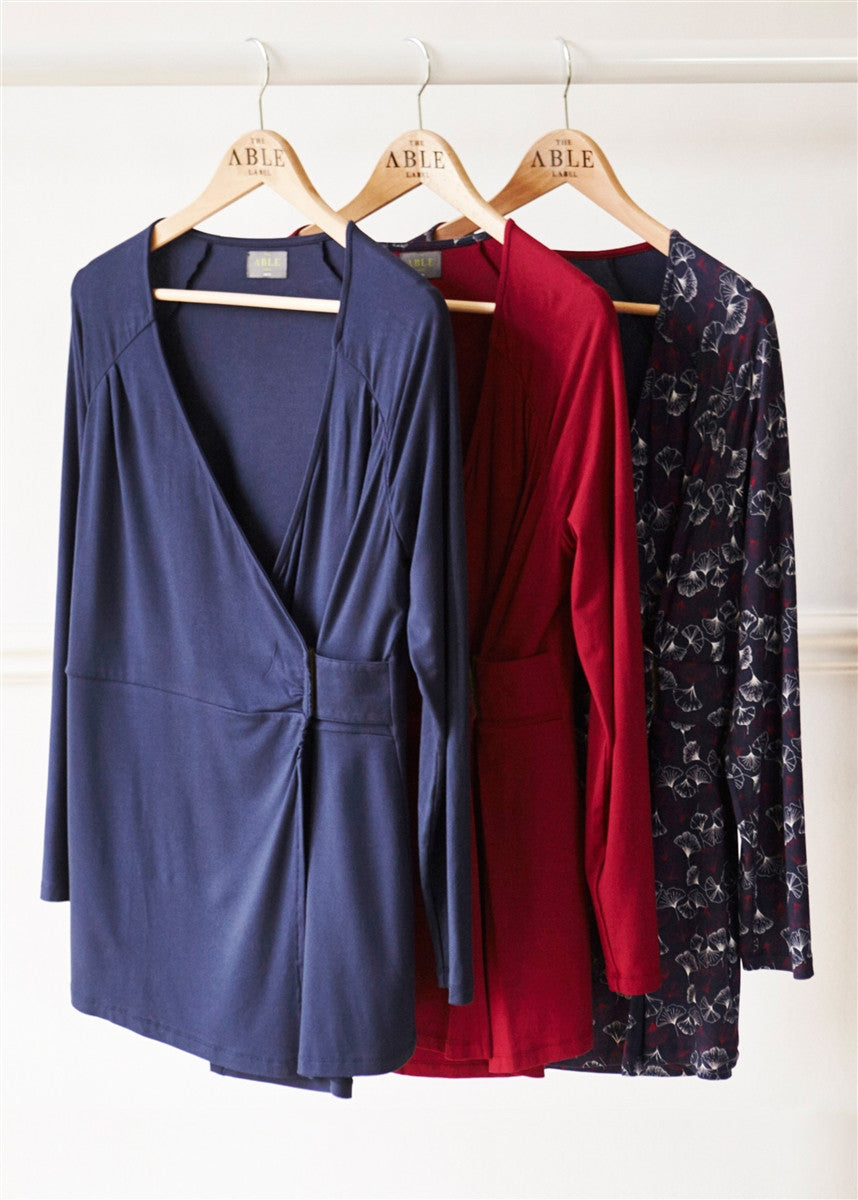 Linda Jersey Wrap Top - Dragon Red