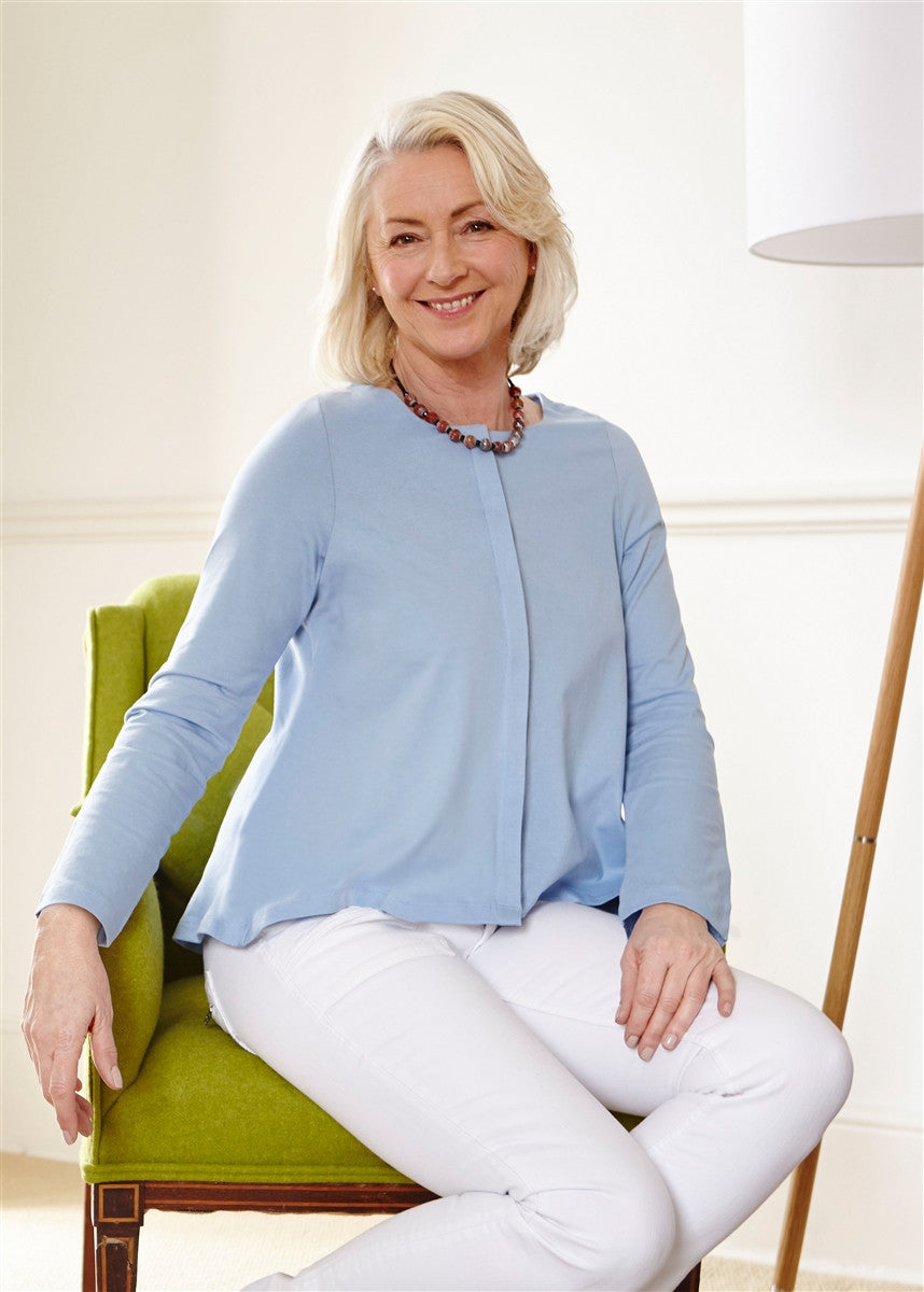 Stella Round Neck Jersey Long Sleeve Velcro Top - Seaspray
