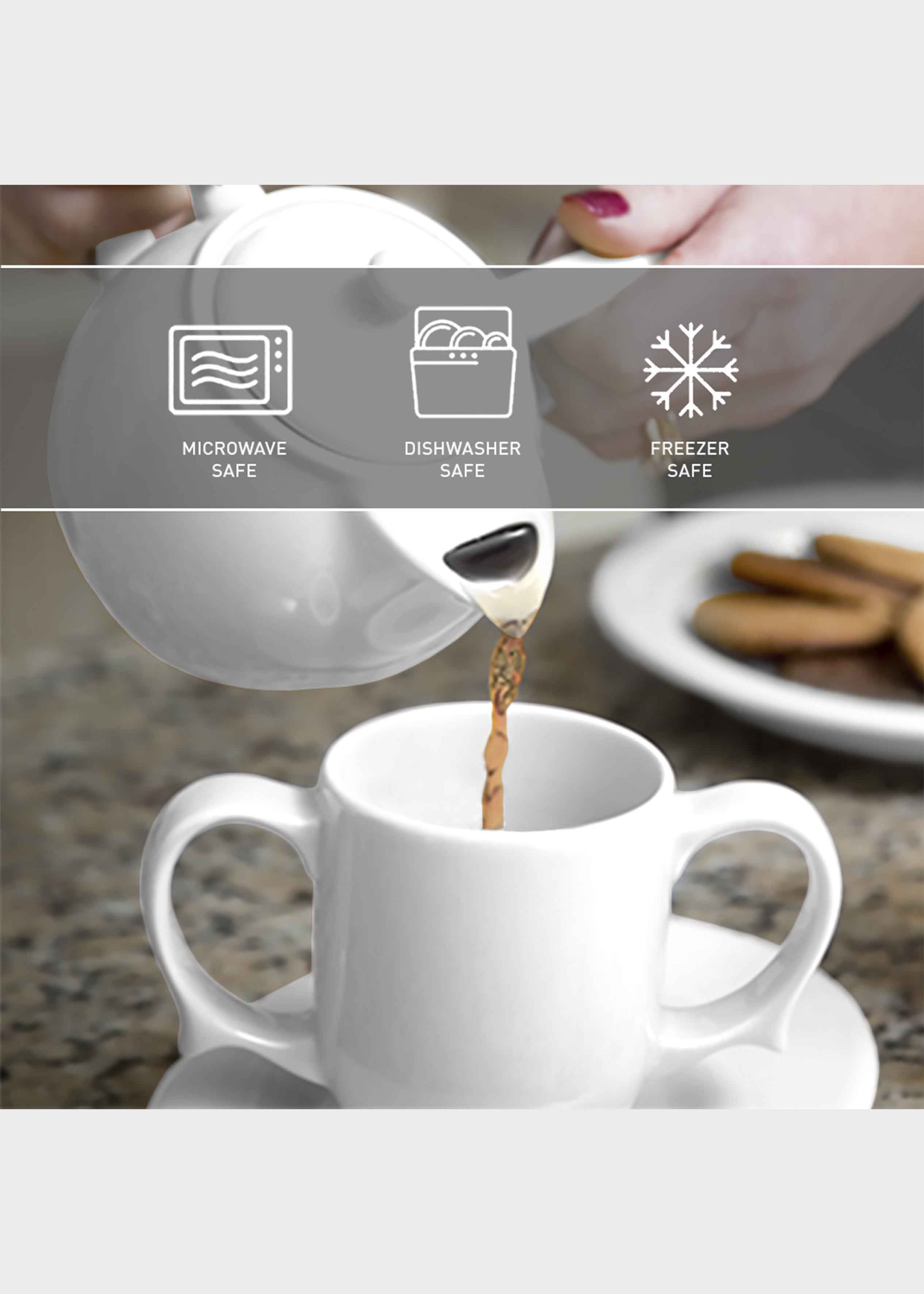2 handle white easy grip mug details