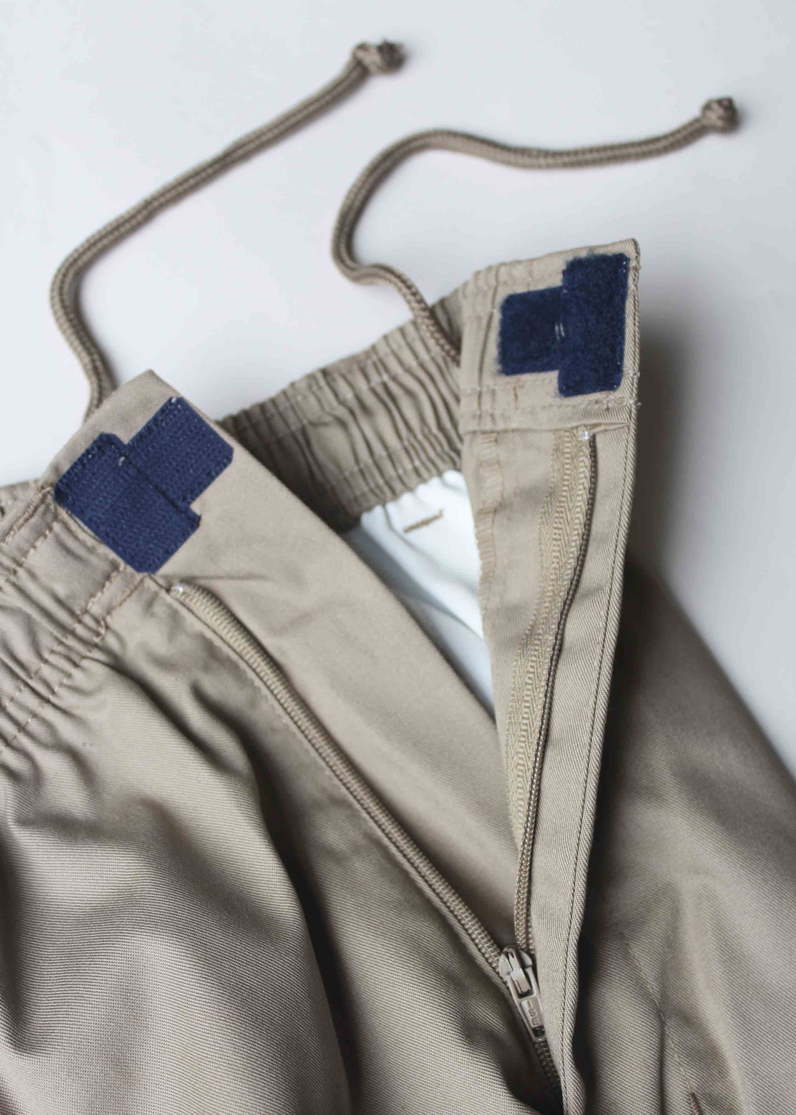 Aubrey Straight Fit Elastic Waist Pull-On Trousers Sand Fastening - The Able Label