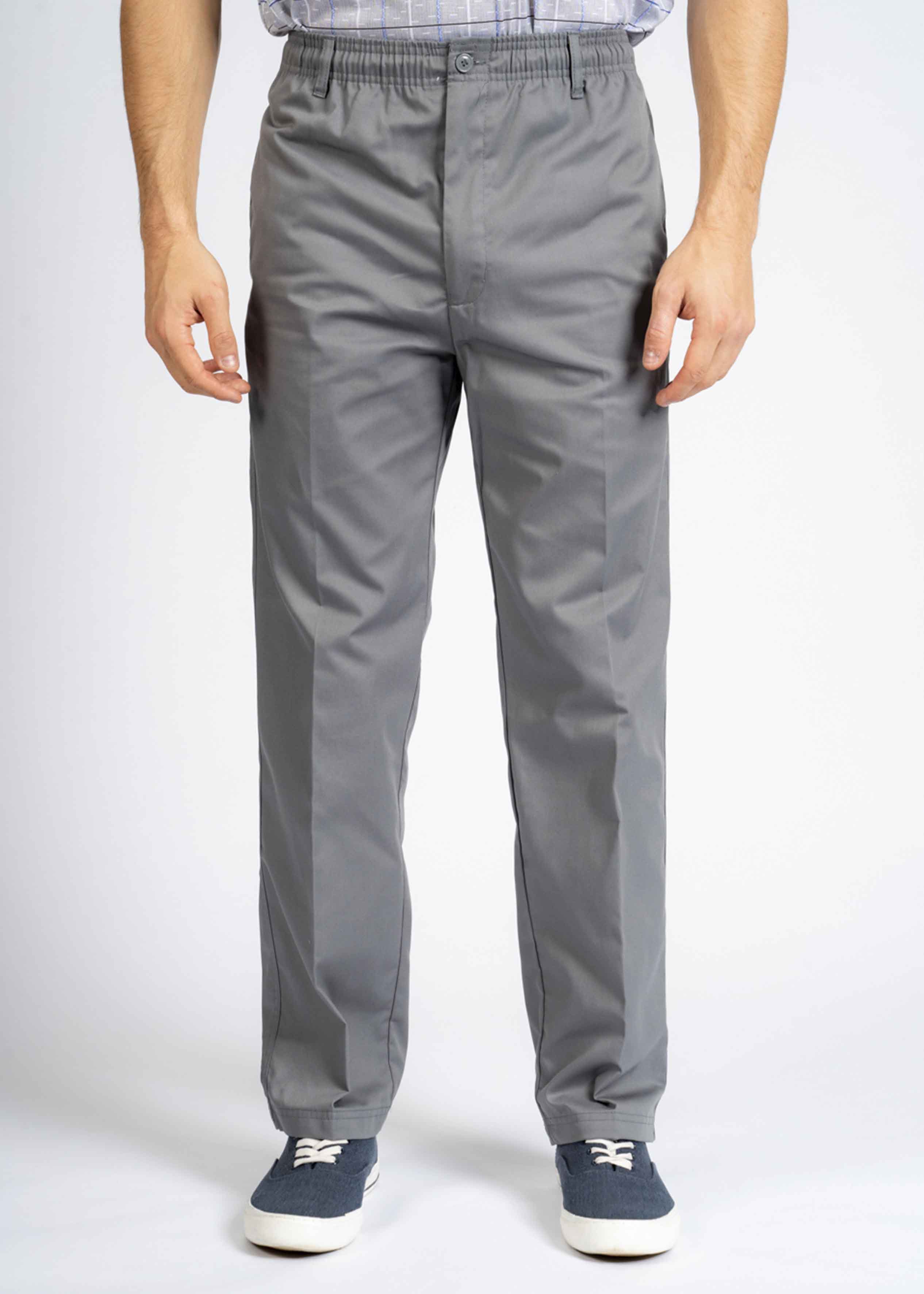 Aubrey Pull On Grey Straight Fit Trousers - Front view- The Able Label