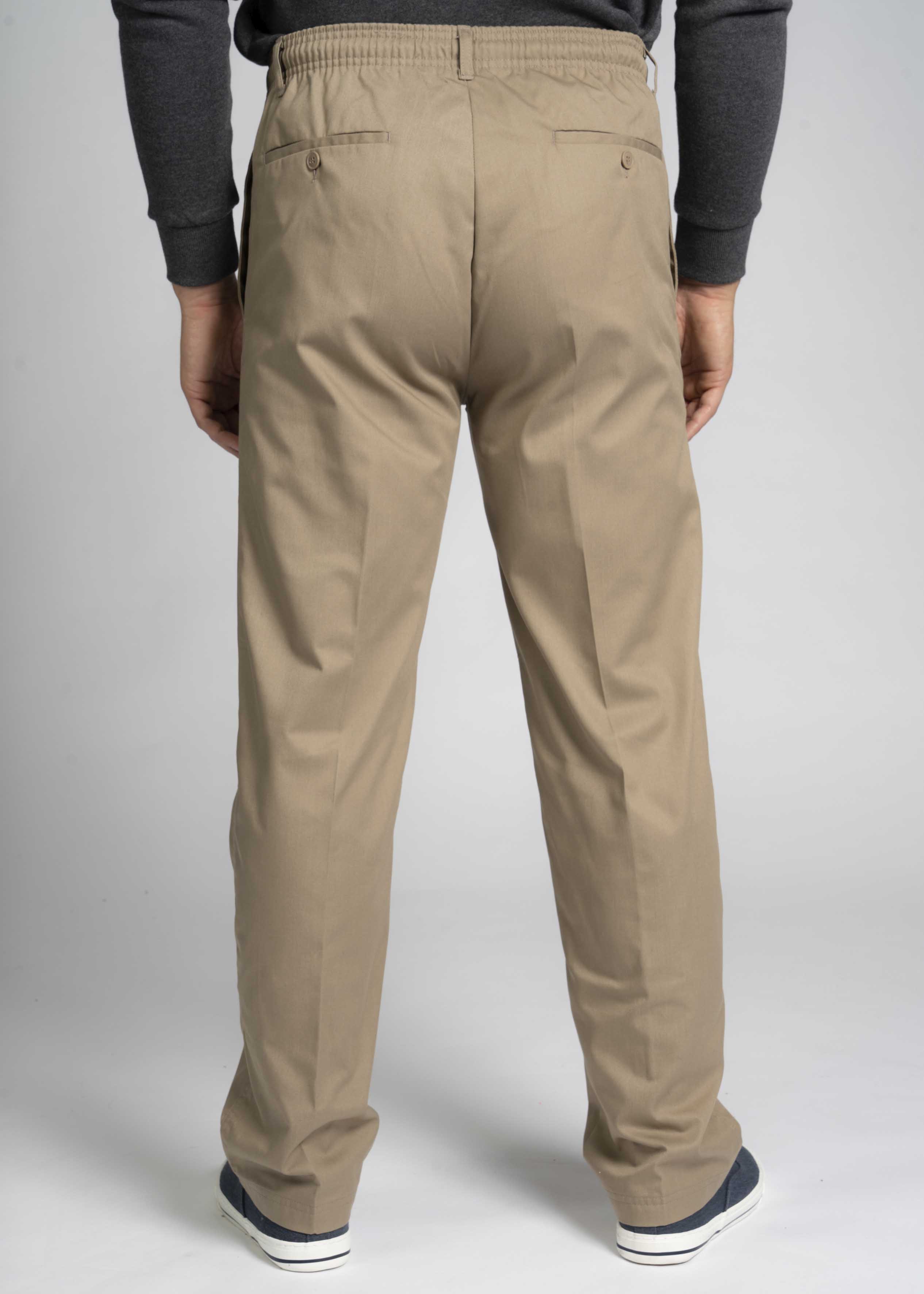 Aubrey Straight Fit Elastic Waist Pull-On Trousers Sand - Back view - The Able Label