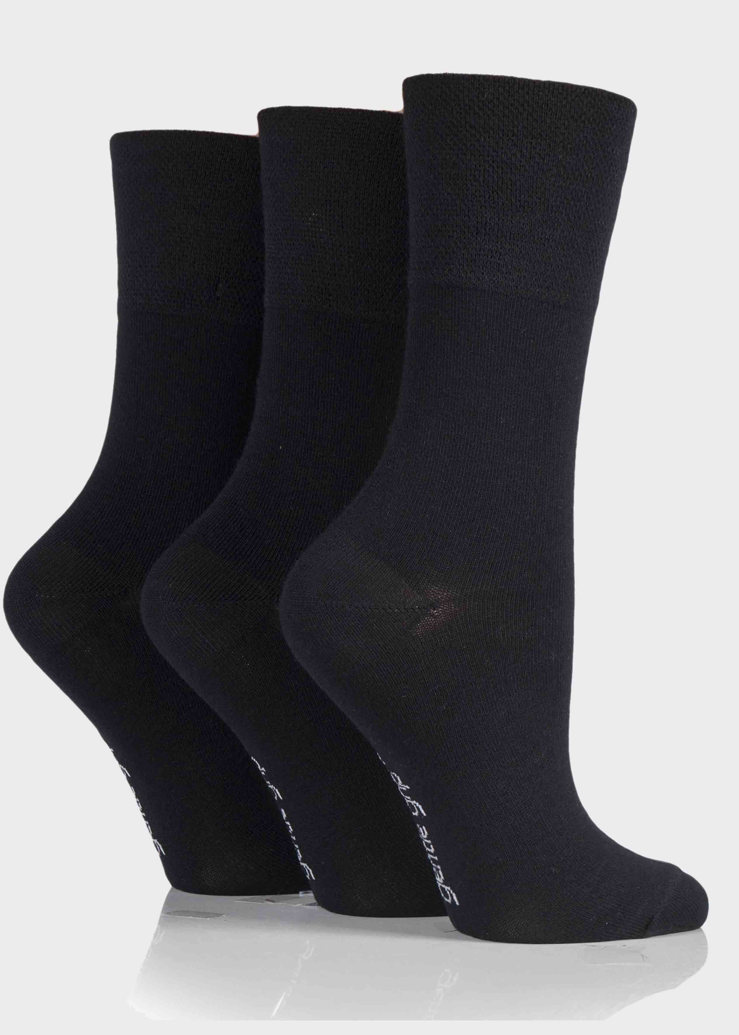 Bamboo Ladies Gentle Grip Black Socks 3 Pair Pack - The Able Label