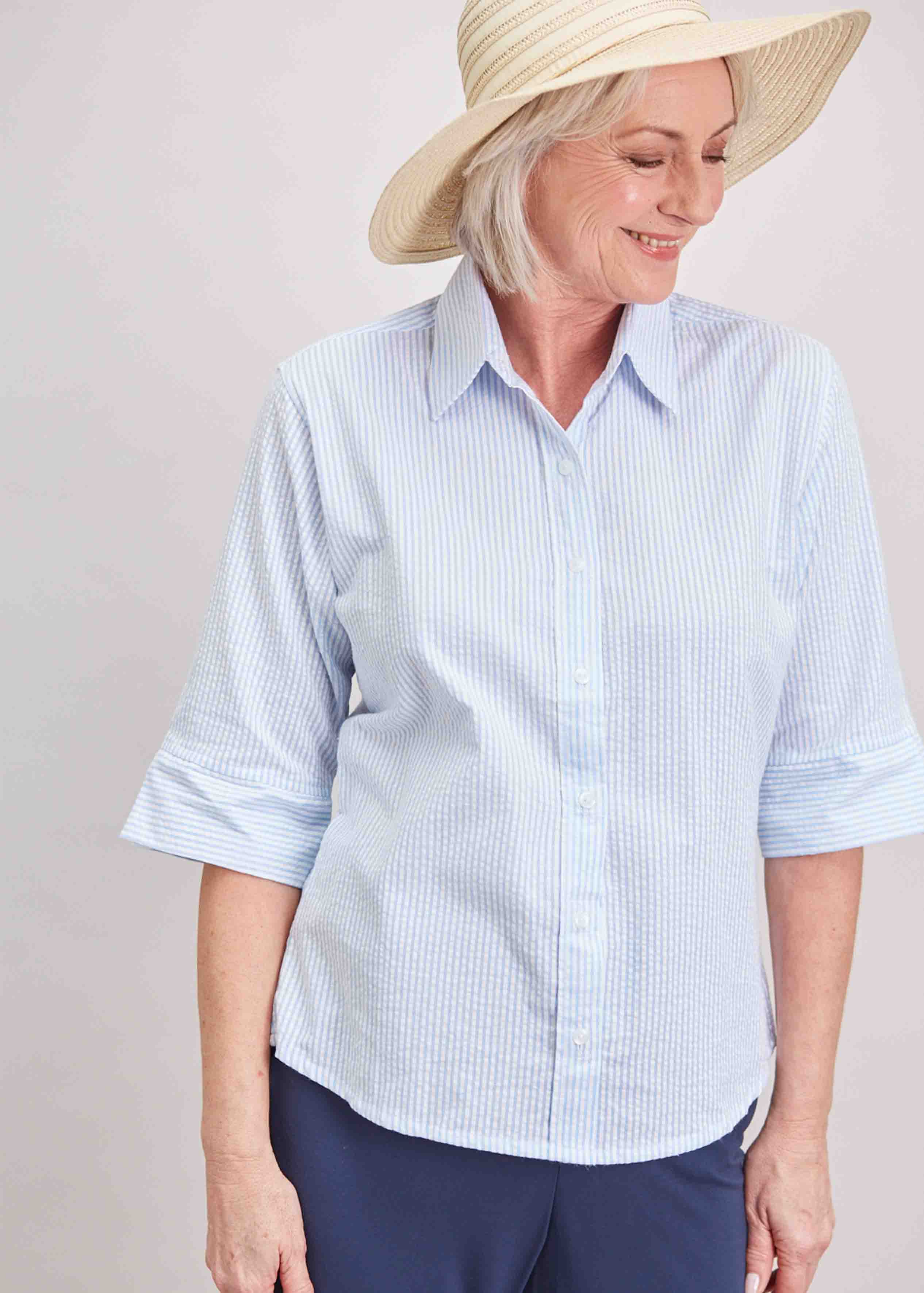Camilla Half Sleeve Shirt Blue - The Able Label