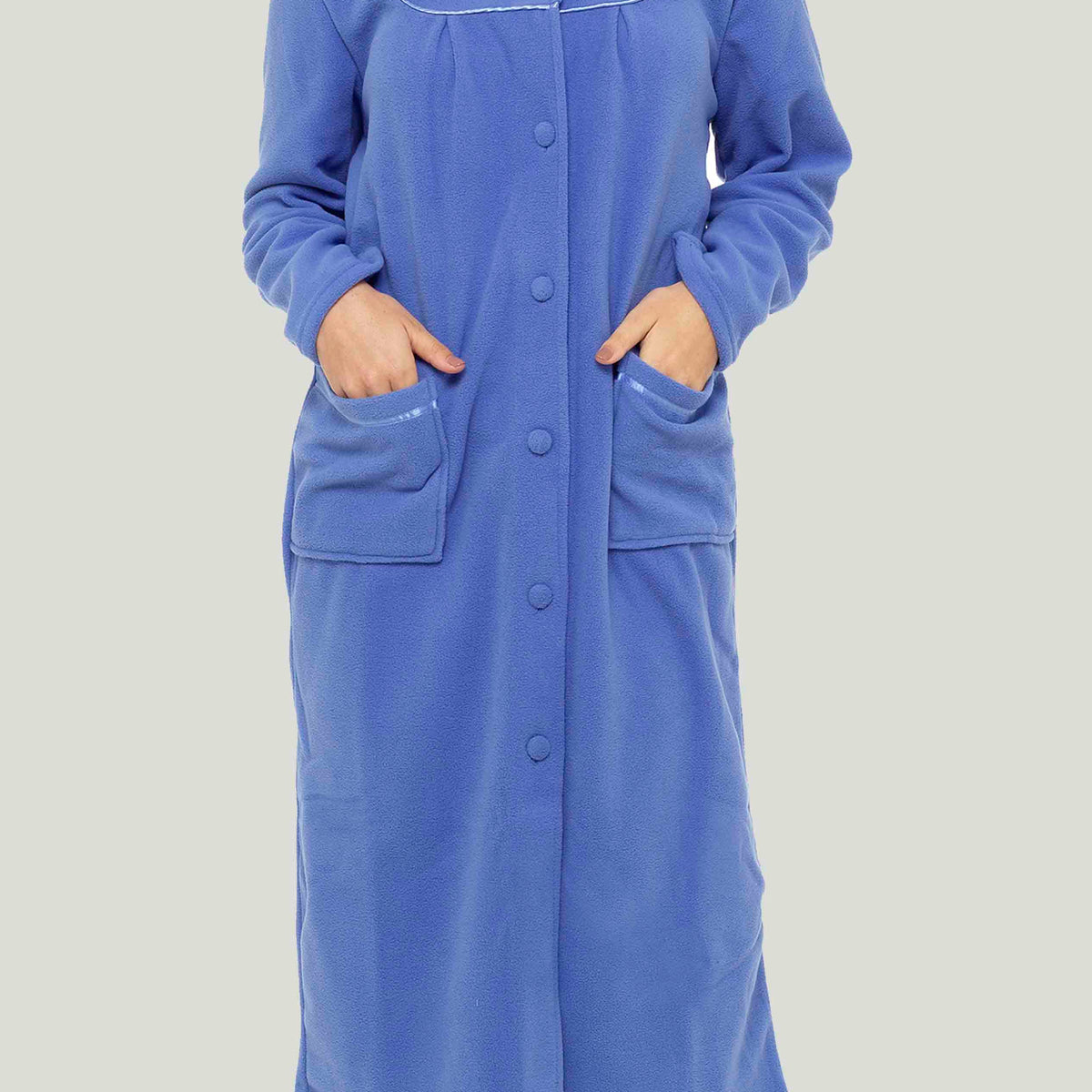 Emily VELCRO® Brand Fastening Polar Fleece Dressing Gown | Periwinkle Blue  | Dressing Gown