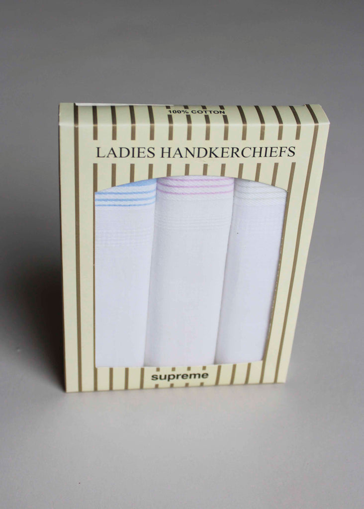 3 Pack Helen Ladies Pure Cotton Embroidered Handkerchiefs - The Able Label