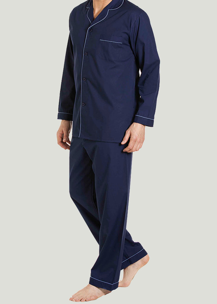 Maxwell Easy Care Velcro Shirt Pull On Bottoms PJ Set Navy - The Able Label