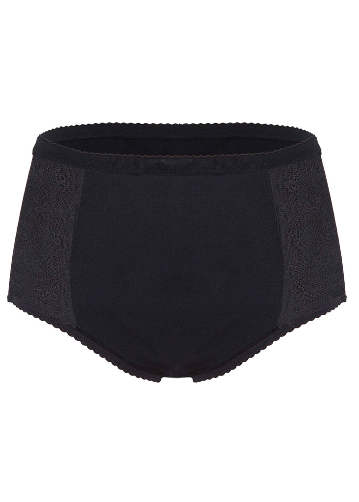 Super Absorben Washable Full Brief Knickers Black Lace - Back view - The Able Label
