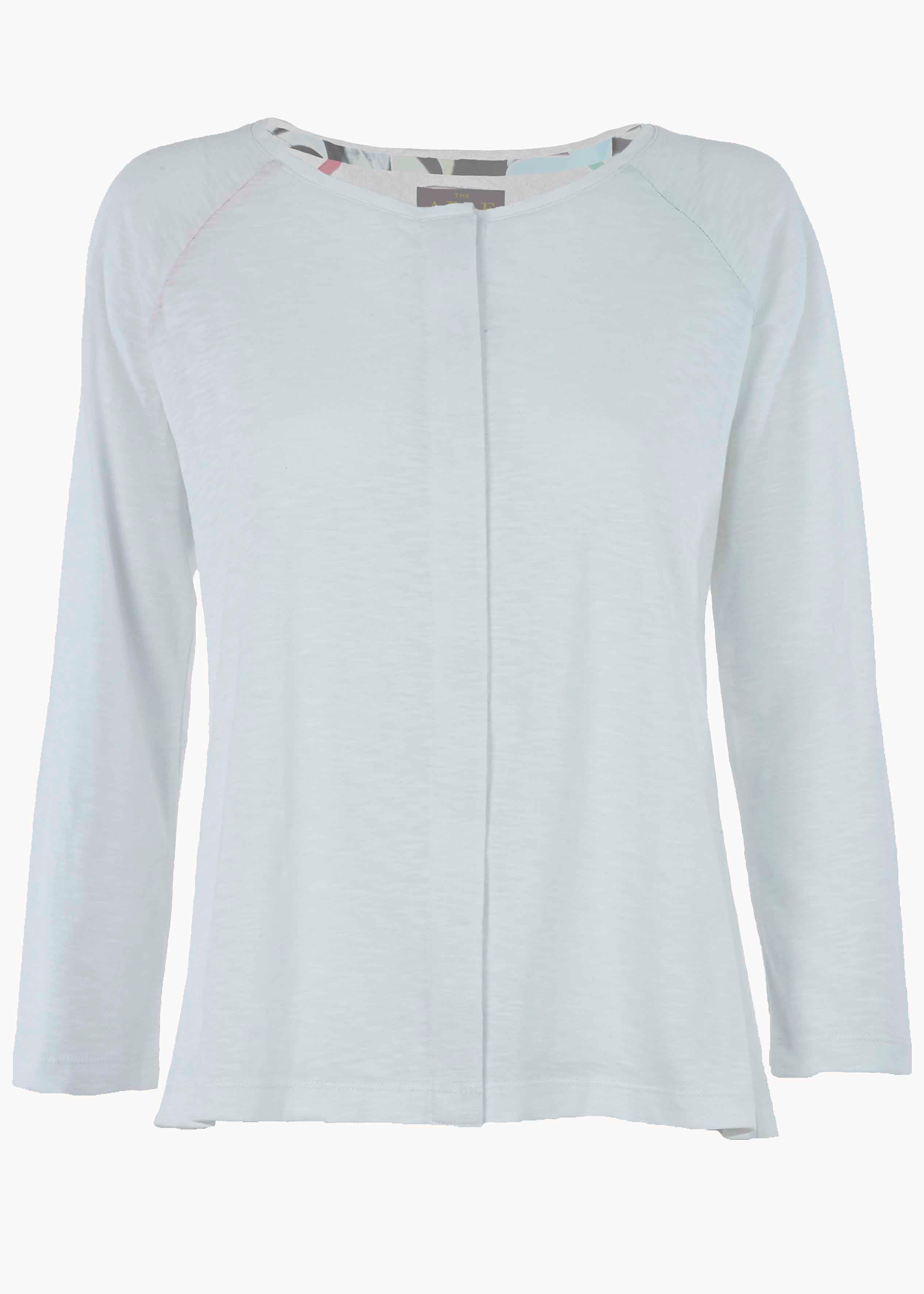 Tabby White Cotton Jersey Long Sleeve Front Opening Velcro Tee Lifestyle- The Able Label