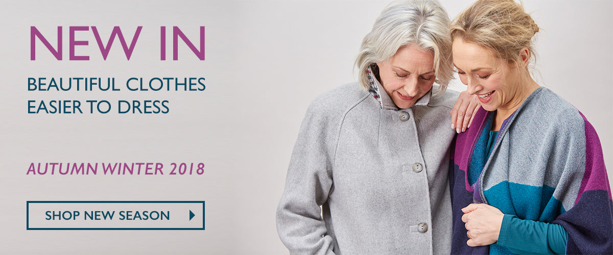 New In | Wool Velcro Coat in Grey | Wrap with plum & teal Block Colours