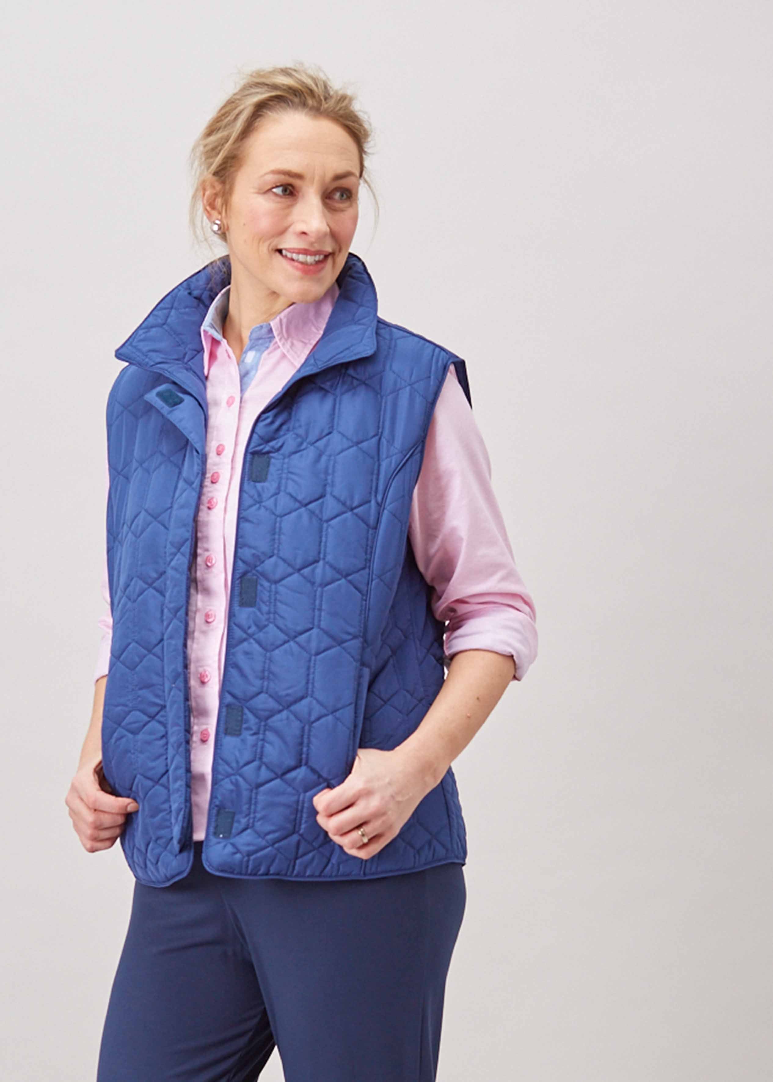 Plus size navy diamond quilted gilet