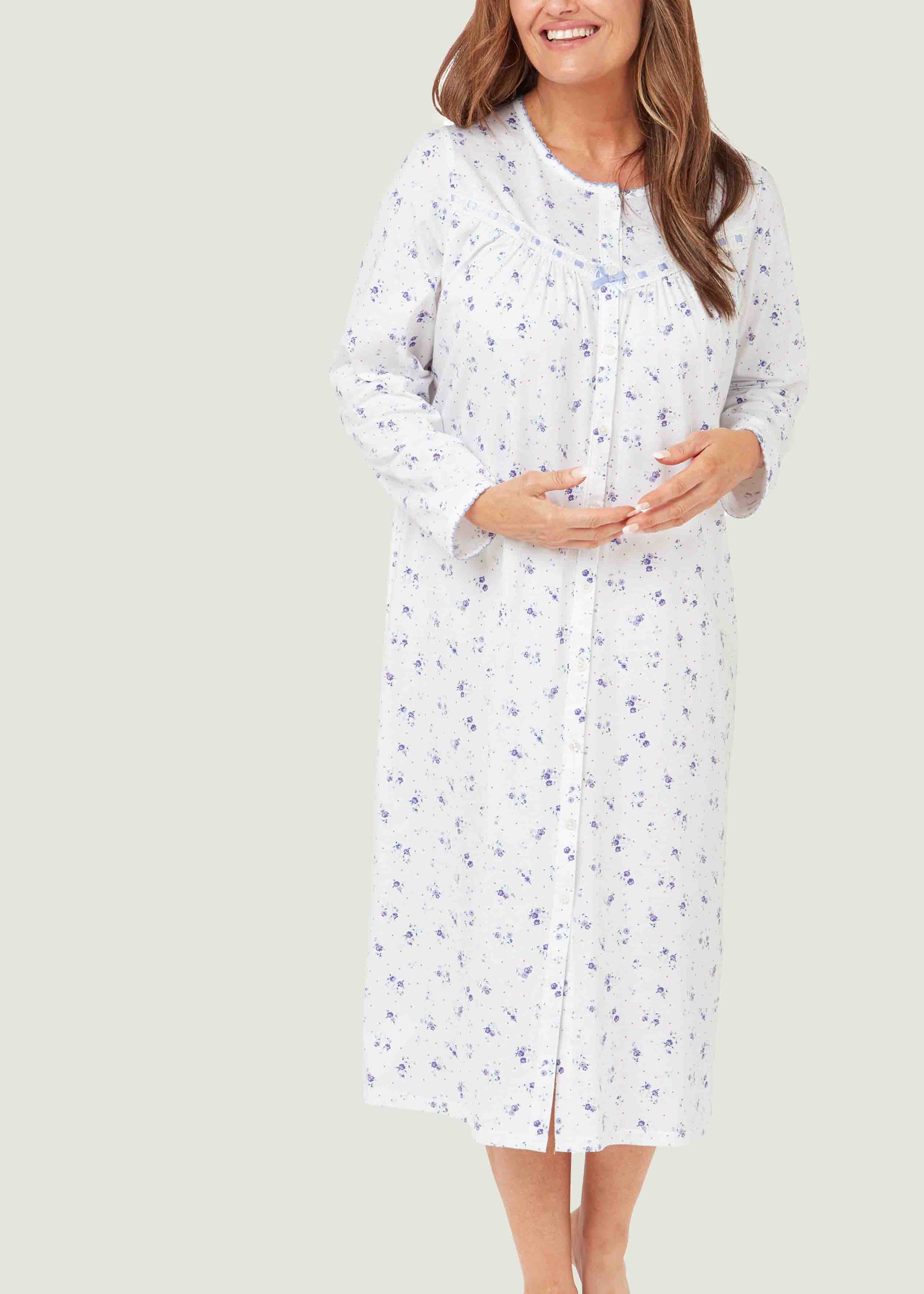 Cotton Nightgown Max Fashion Night Dress Poetic Long Sleeve Nightgown Blue Eileen West Cotton Nightgown Max Fashion Night Dress Poetic Long Sleeve Nightgown Blue Eileen West