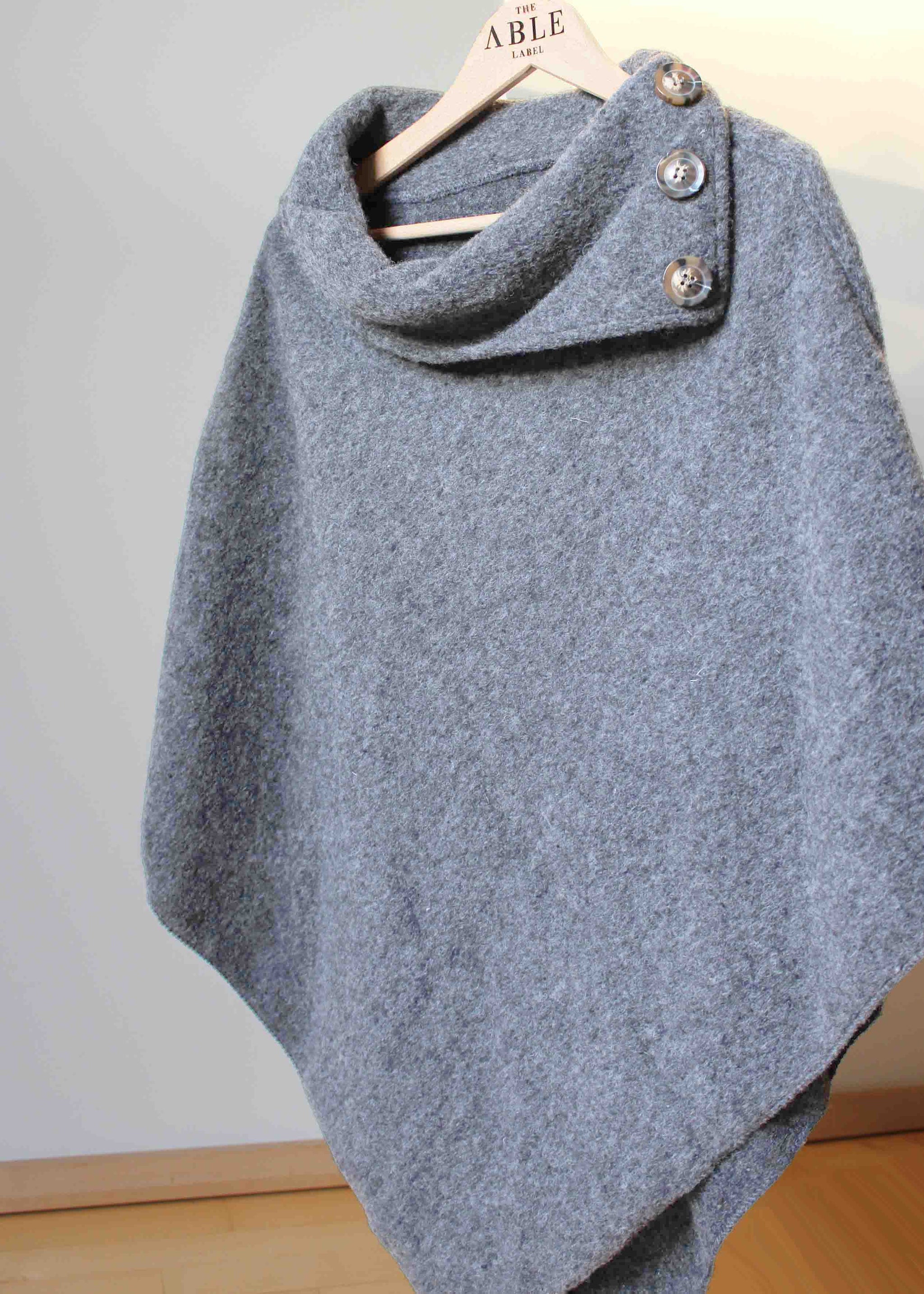 Suki Wool Pull On Poncho Knitwear Wheelchair Grey The Able