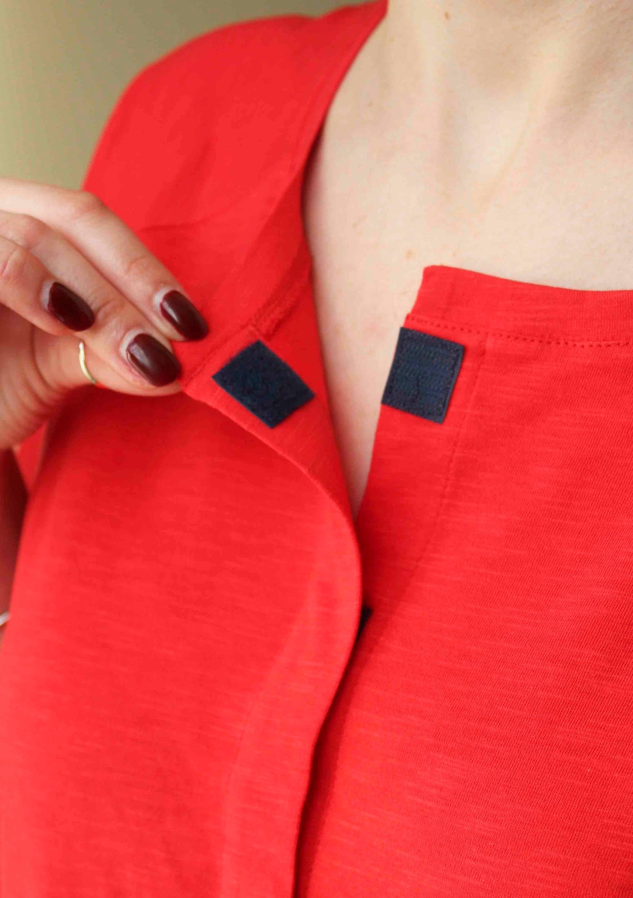 Tabatha Pure Cotton Short Sleeve VELCRO® Brand Fastening Tee Navy