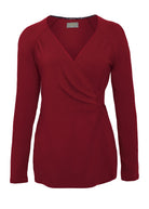 Linda Jersey Long Sleeve Velcro Wrap Top - Dragon Red