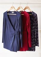 Linda Jersey Wrap Top - Dragon Red