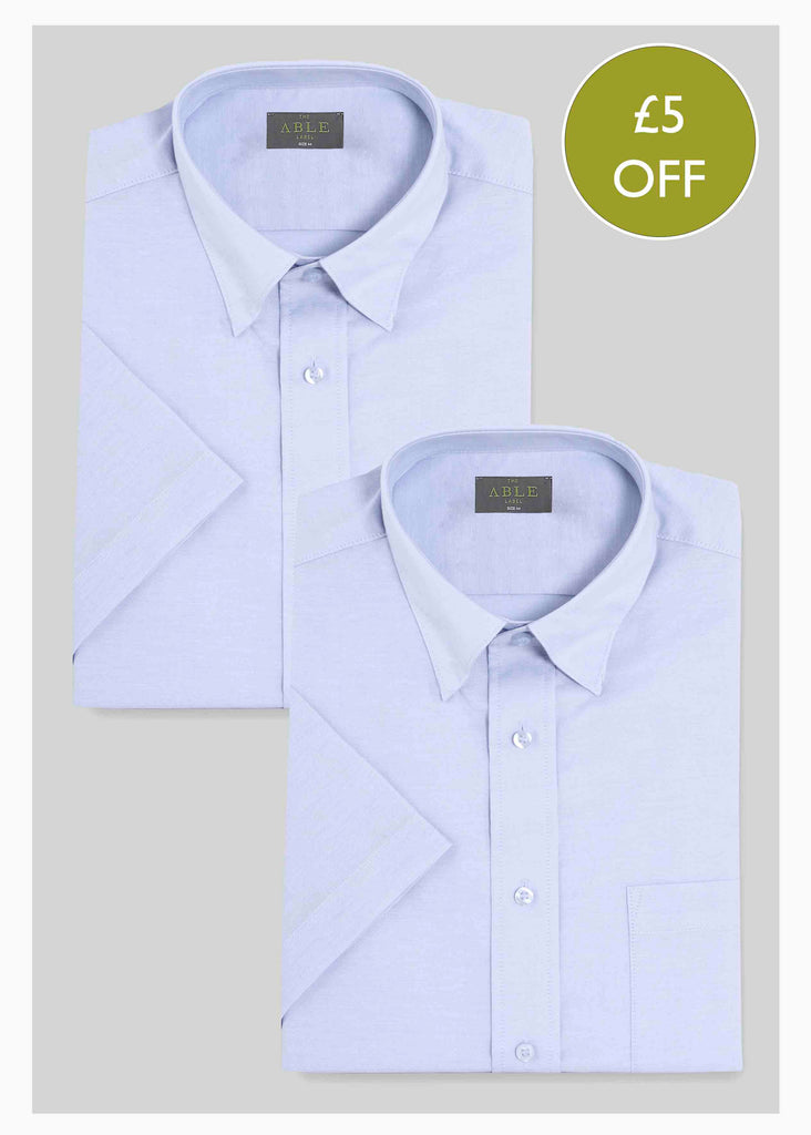 2 Pack Mens Non-Iron Classic Short Sleeve Velcro Shirts - The Able Label