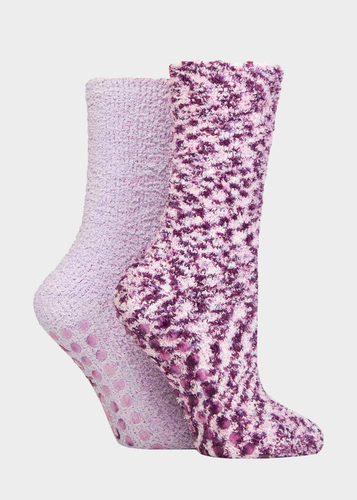 2 Pack Avery Super Stretch Cosy Non-Slip Slippery Socks plum - The Able Label