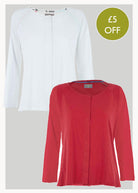 2 Pack Cotton Long Sleeve Velcro Tees - White/Hibiscus - The Able Label