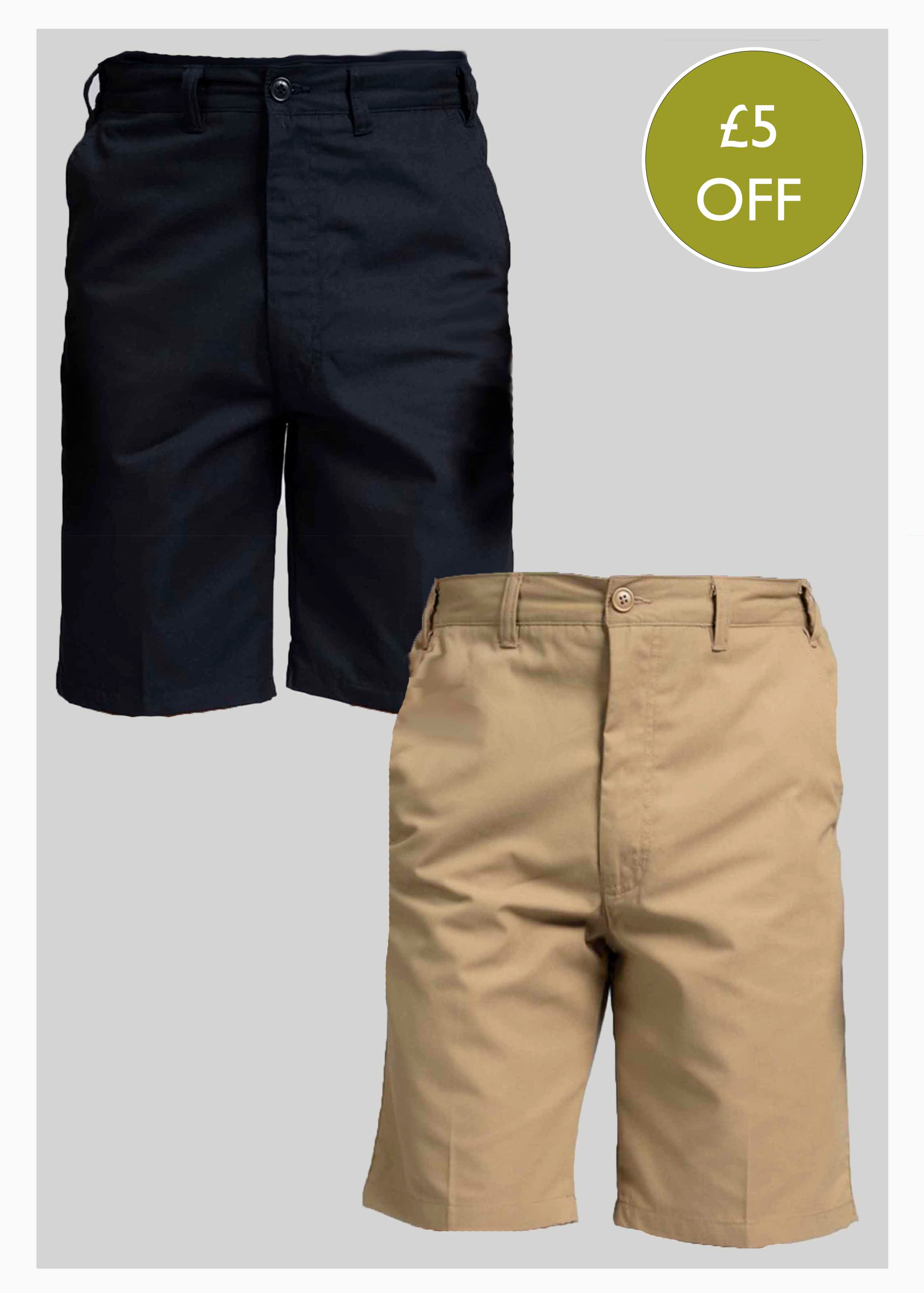 2 Pack Men's Elasticated Waist Velcro Fly Shorts - Navy/Sand - The Able Label