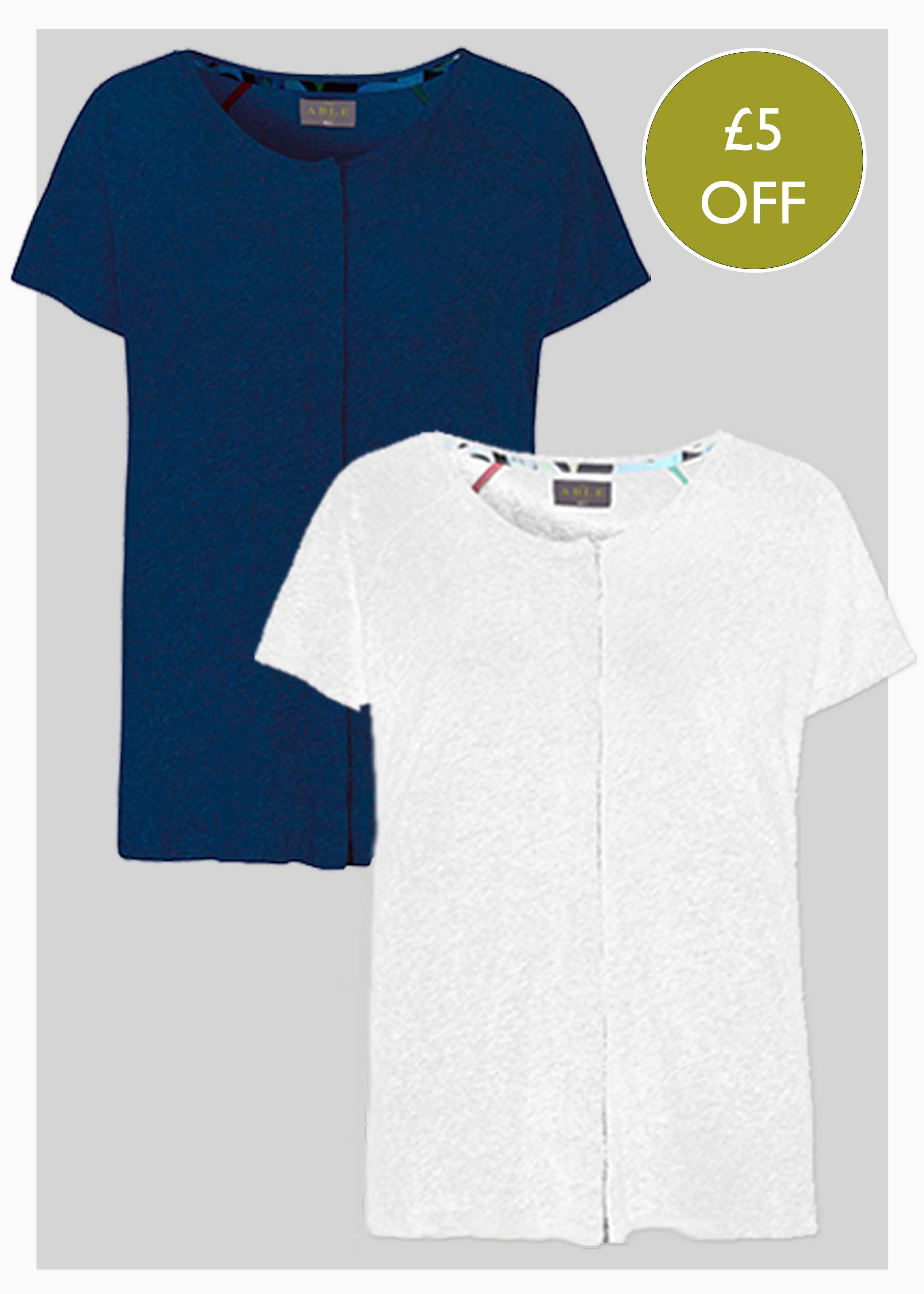 2 Pack Cotton Short Sleeve Velcro Tees - White/Navy - The Able Label