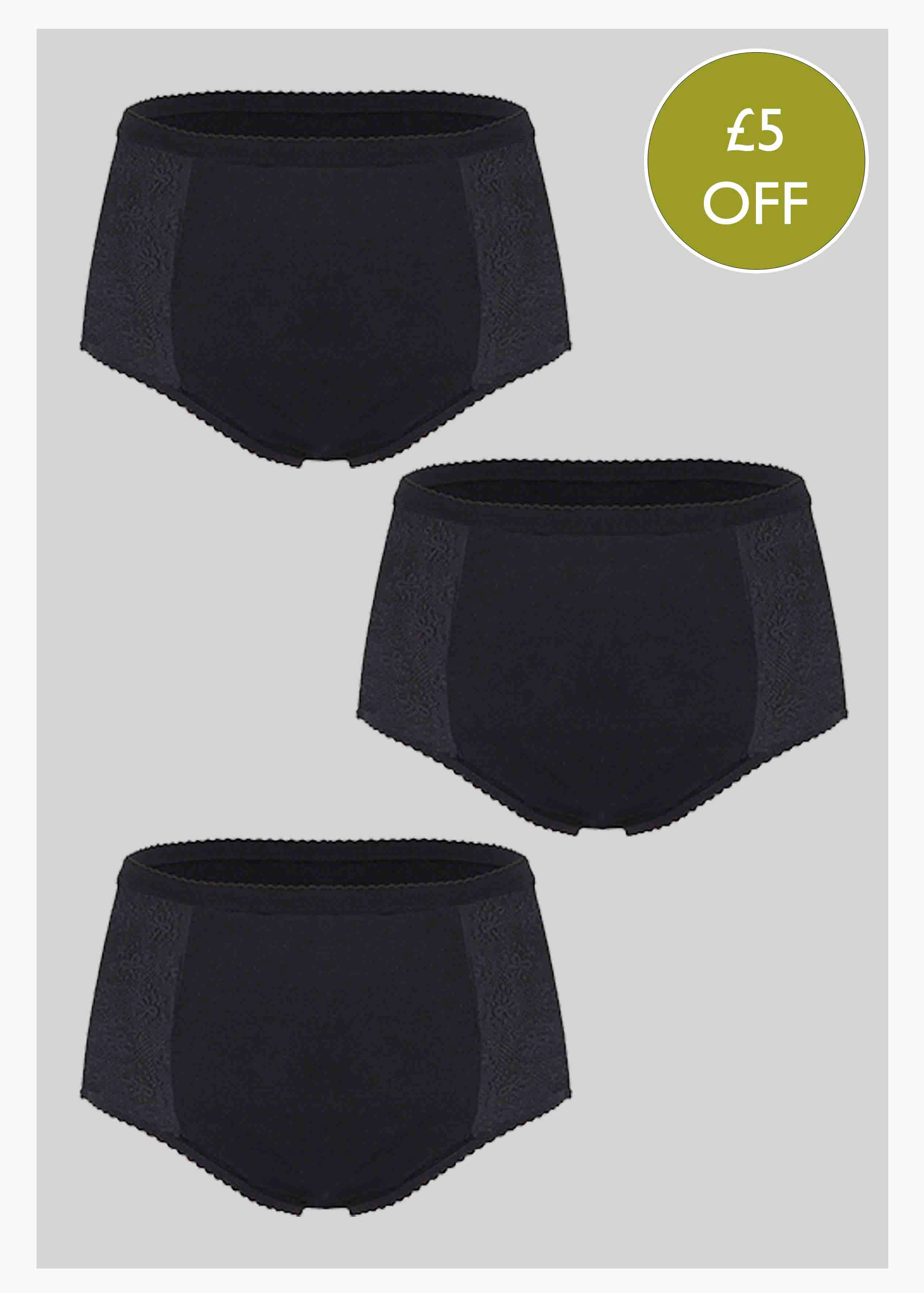 3 Pack Super Absorbent Washable Full Brief Knickers - The Able Label
