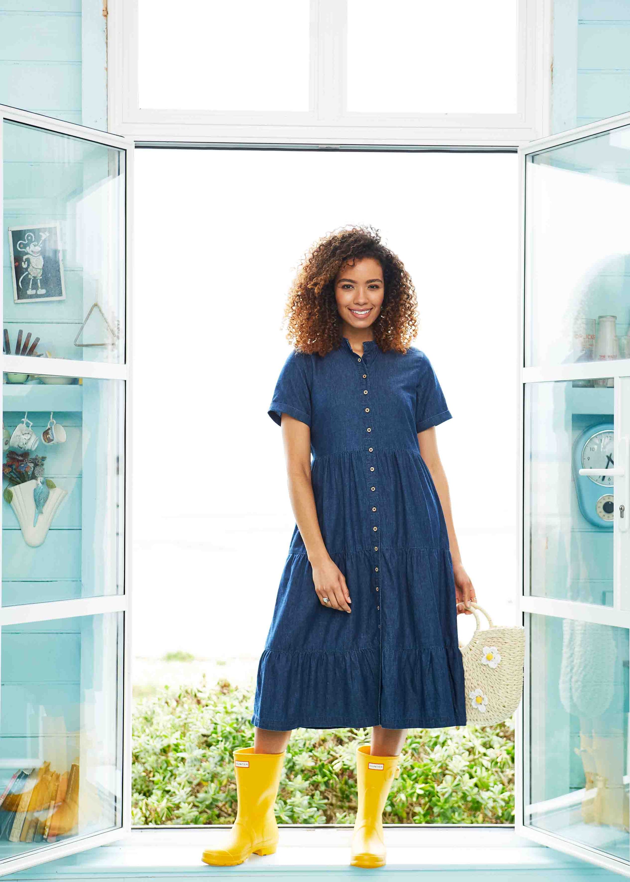 andmary Lacey ribbon denim blue（Denim Dress | VELCRO® Brand 