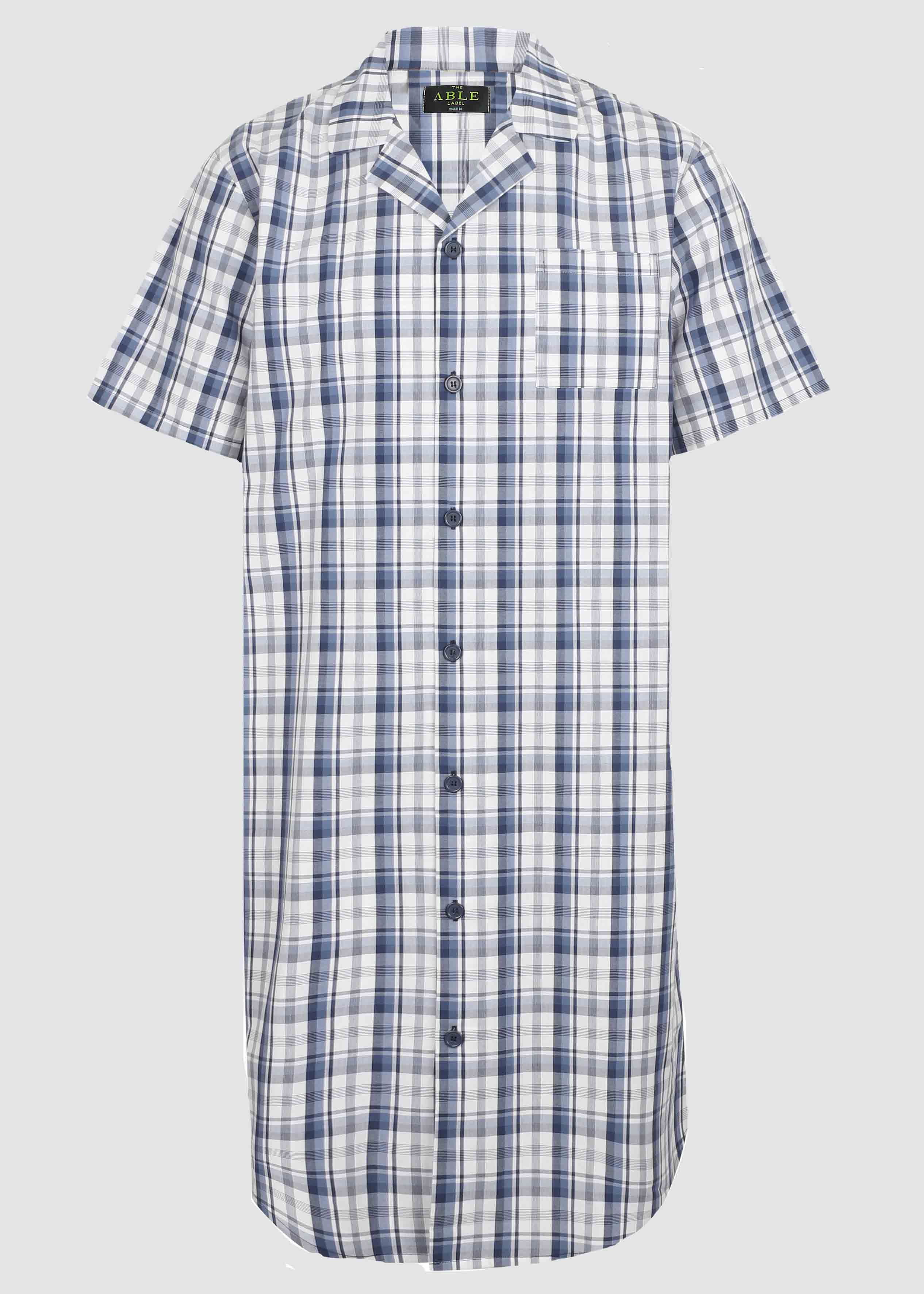 Andrew Pure Cotton Short Sleeve VELCRO® Brand Fastening Nightshirt