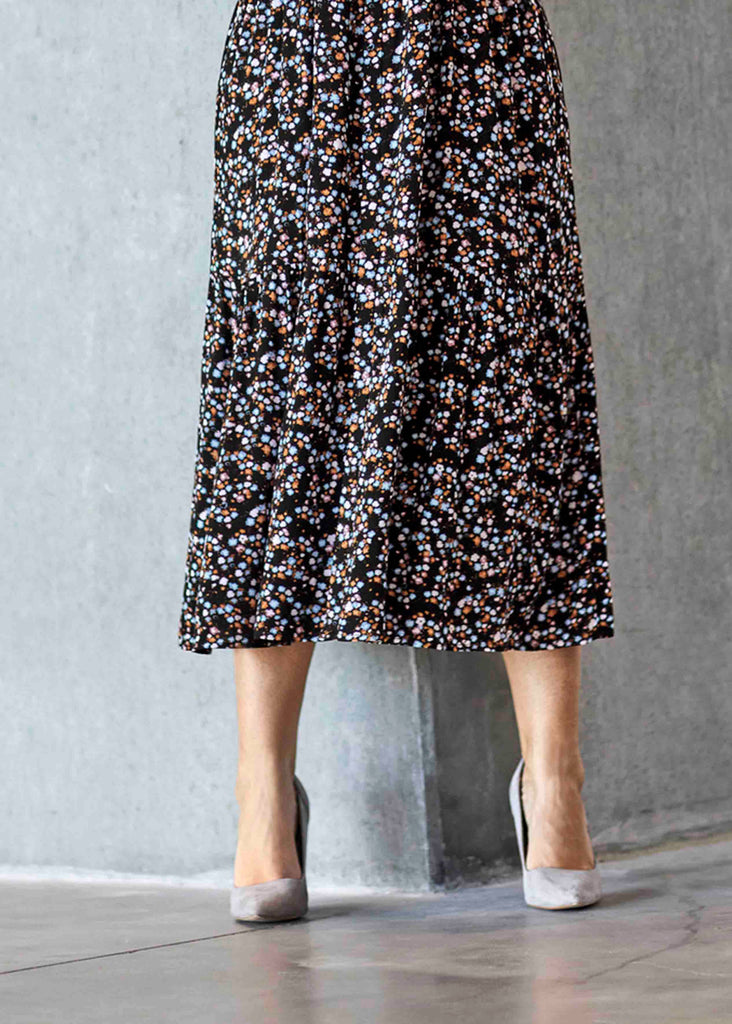 Ariana Woven Pull On Skirt Ditsy Floral Print - The Able Label