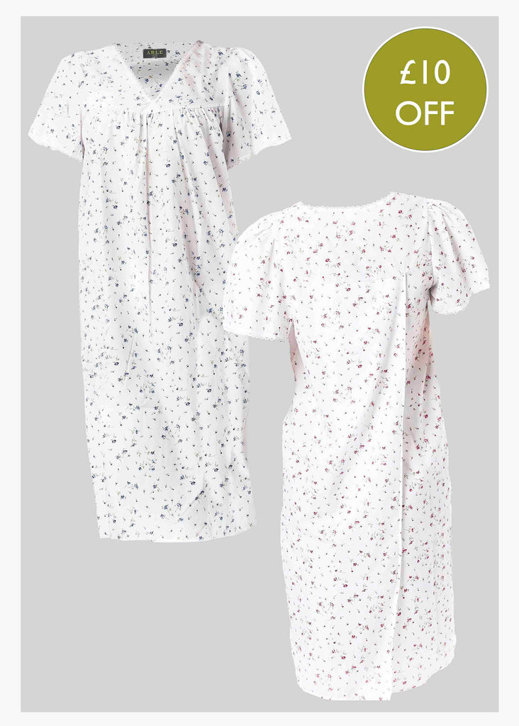 2 Pack Back Opening Assisted Short Sleeve Nightdresses - The Able Label