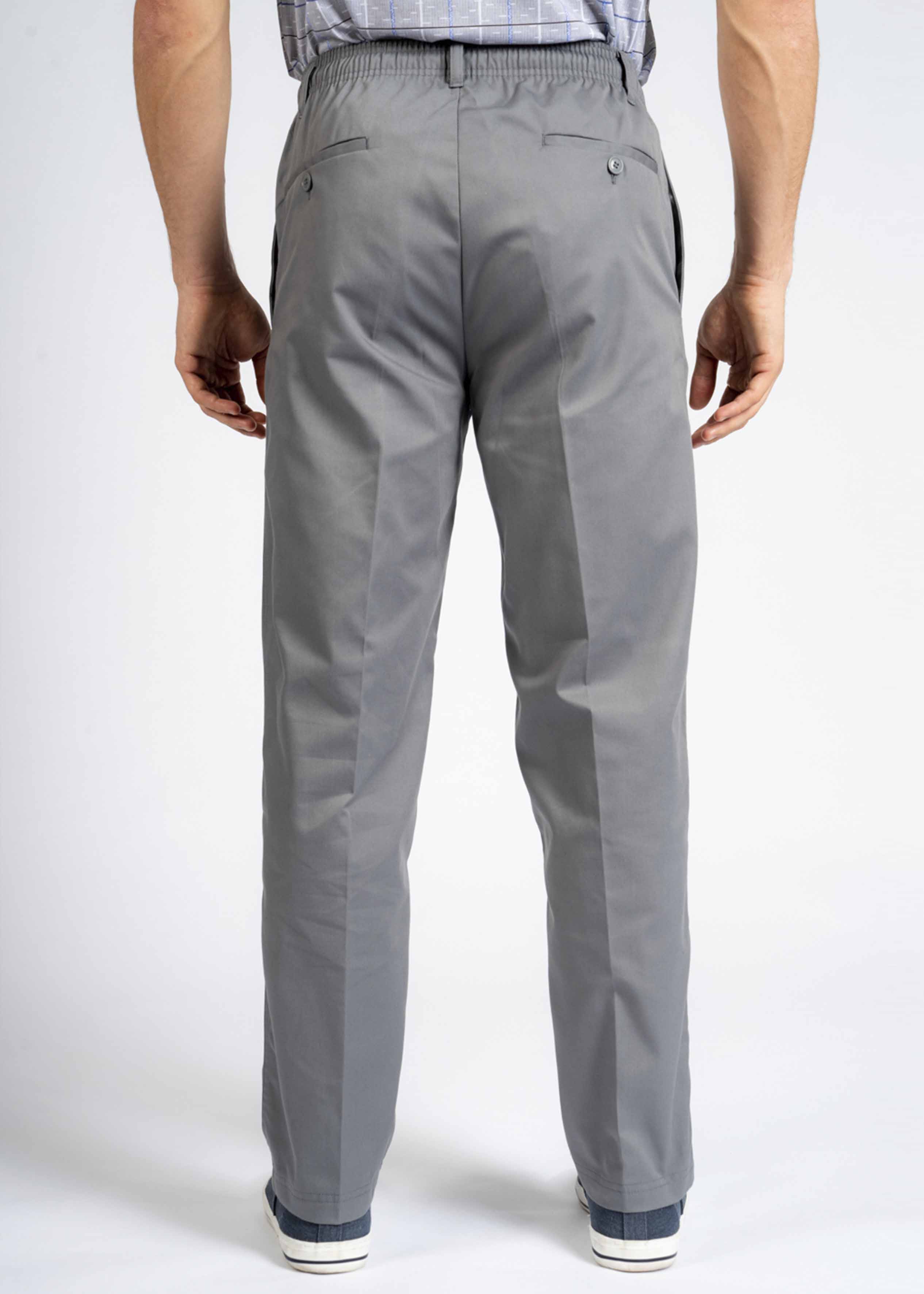 Aubrey Straight Fit Elastic Waist Pull-On Grey Trousers - Back view - The Able Label