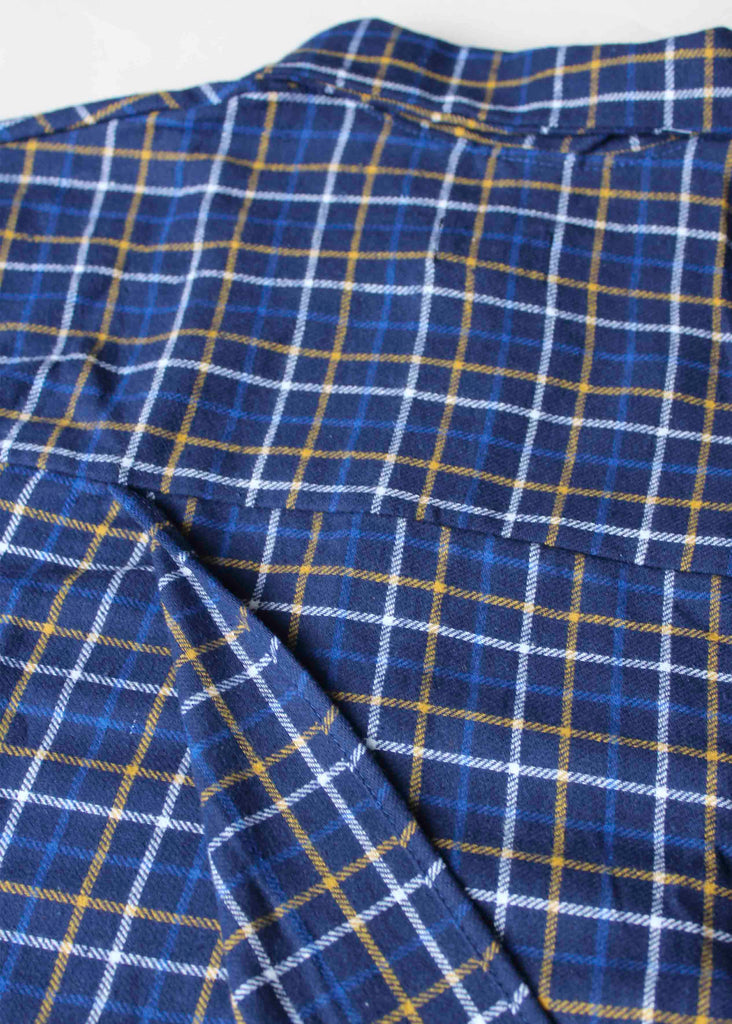 Austin Brushed Cotton Back Opening Blue Check Nightshirt Fastening - The Able Label
