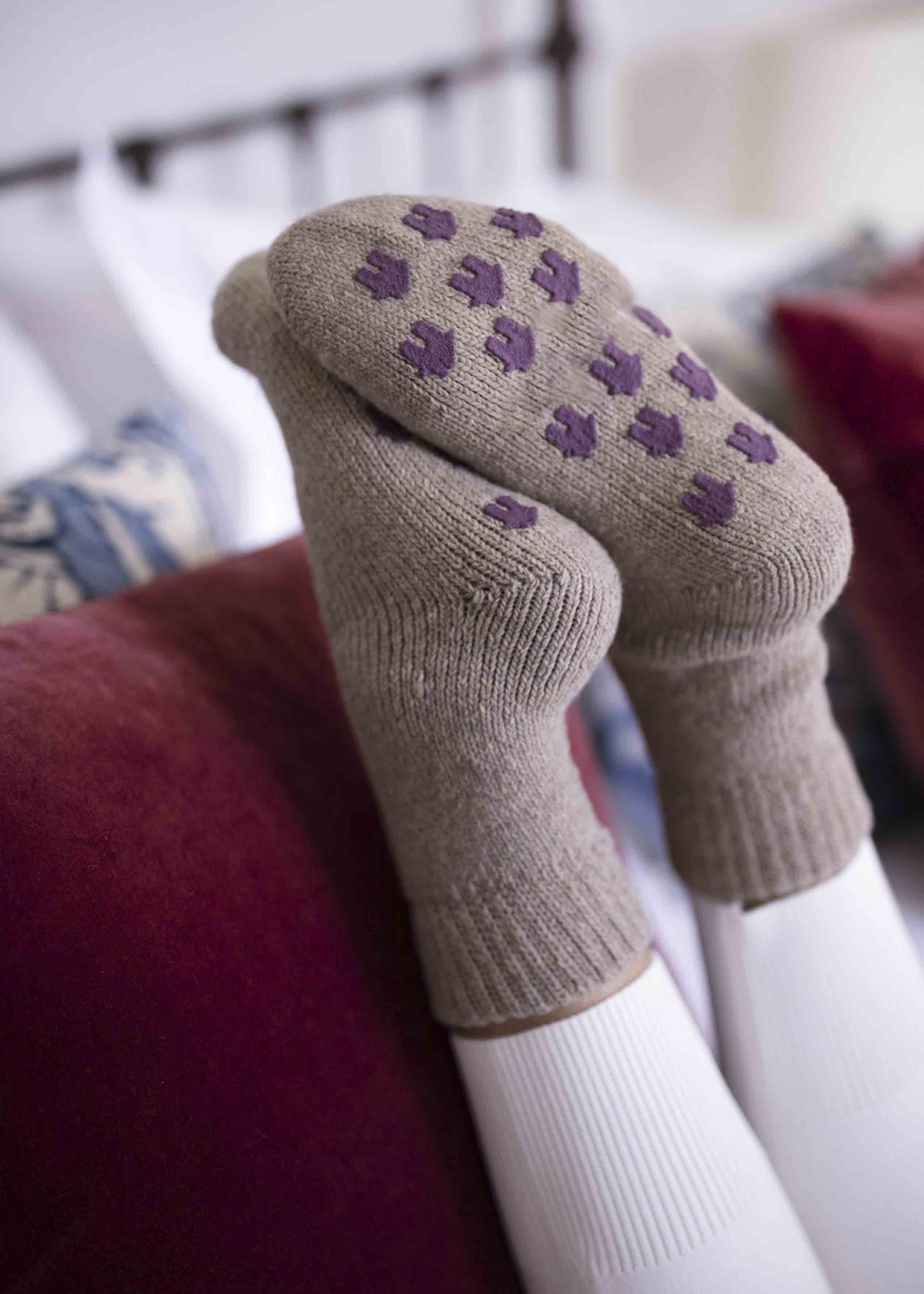 Ava Non-Slip Bed Socks Oatmeal - Under foot view - The Able Label