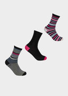 Bamboo Ladies Gentle Grip Black Patterened Socks 3 Pair Pack - The Able Label