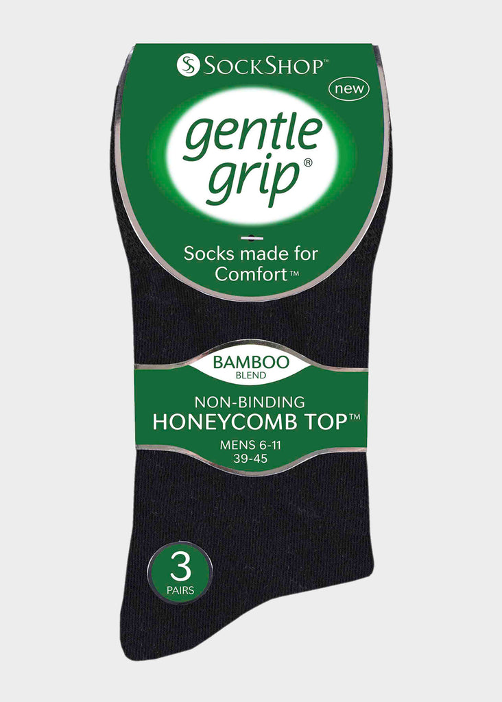 Bamboo Mens Gentle Grip Socks 3 Pair Pack Packaging - The Able Label