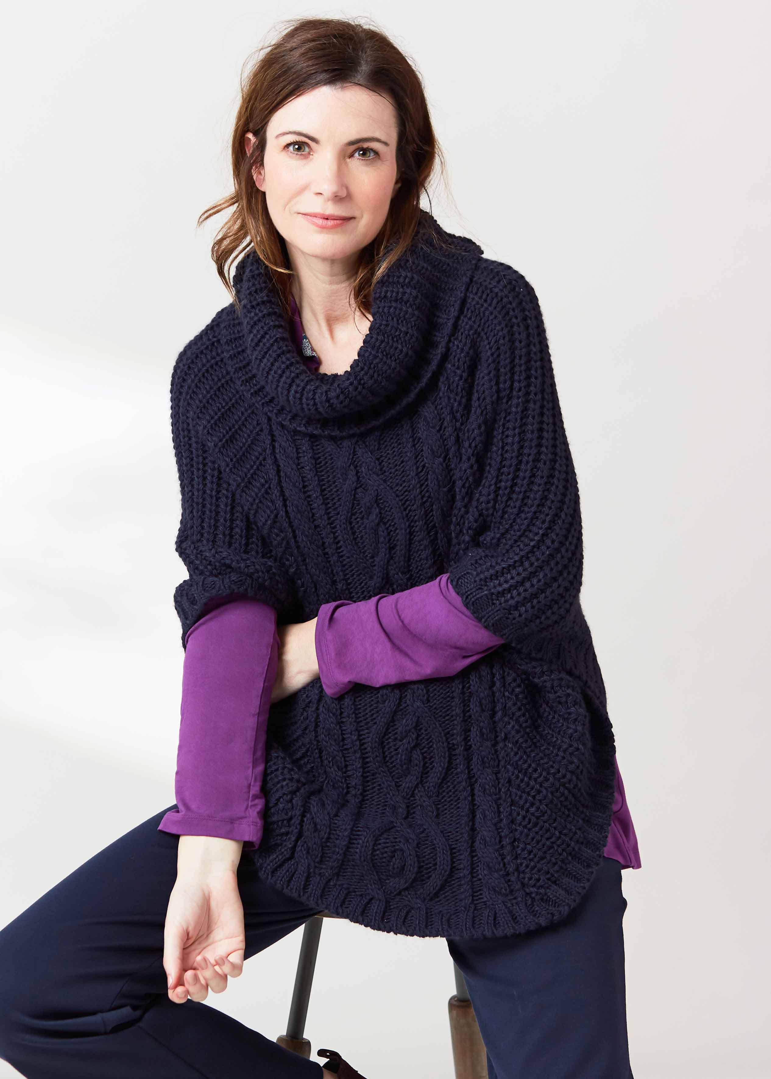 Cable Knit Poncho Sweater