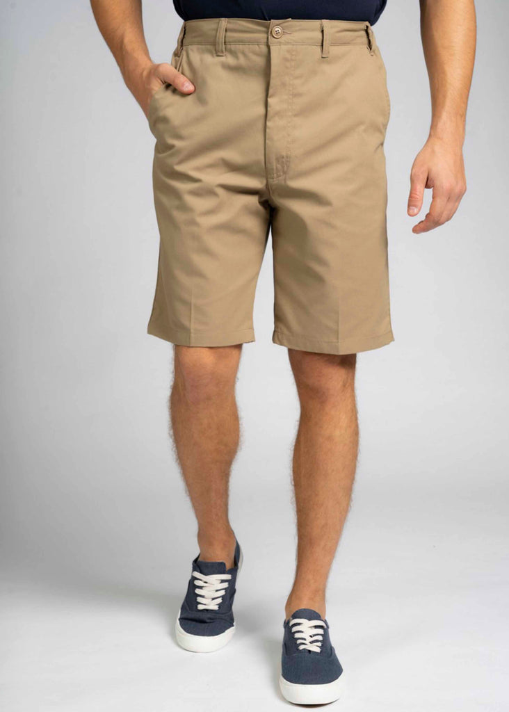 Bobby Elastic Waist Velcro Fly Sand Shorts - Front view - The Able Label