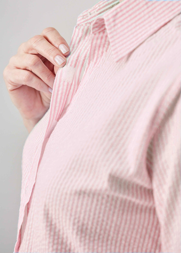 Camilla Half Sleeve Shirt Soft Pink Fastening - The Able Label