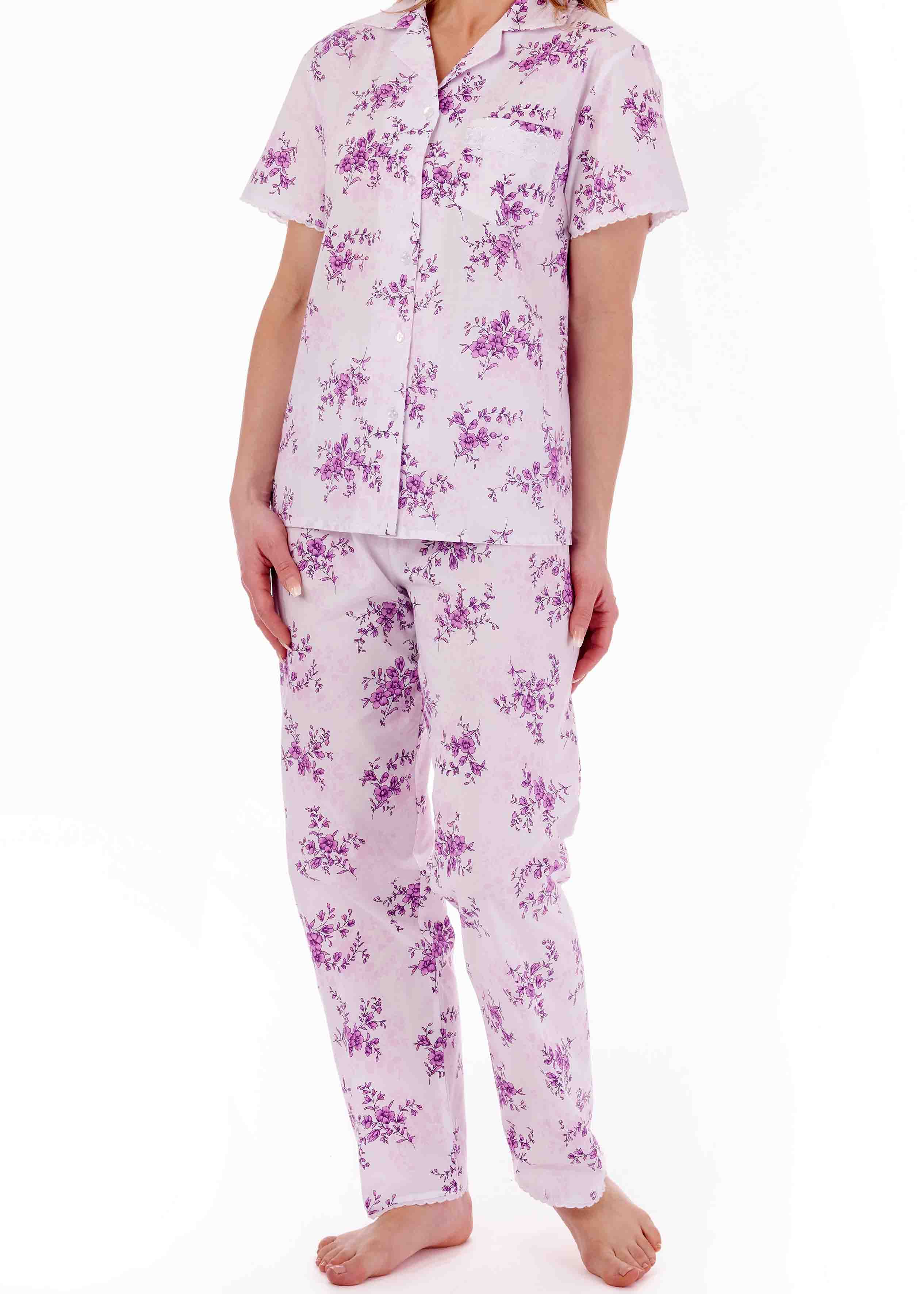 Clementine Floral Front Opening Short Sleeve VELCRO® Brand Fastening PJ