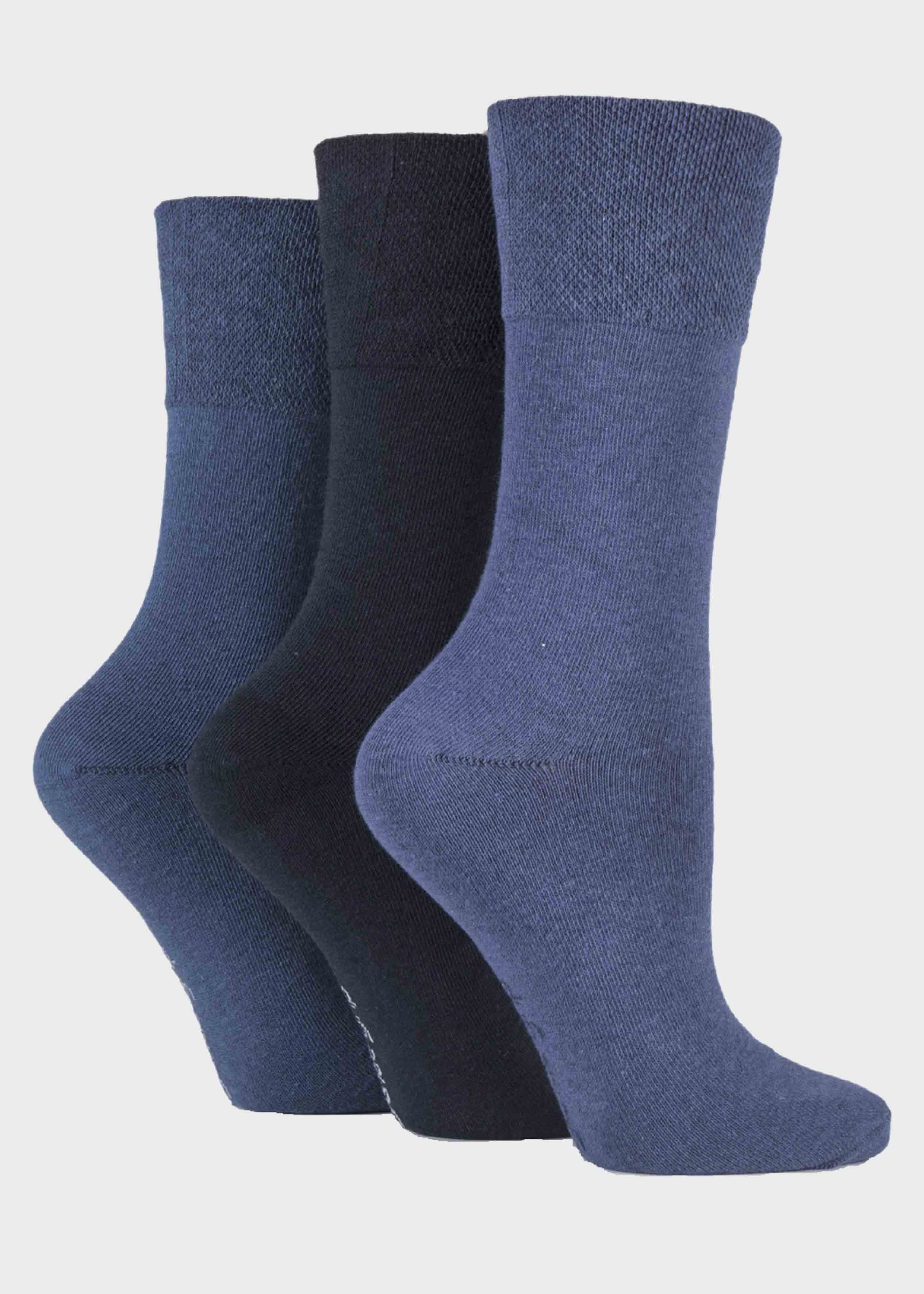 Women's Light Grey Diabetic Socks with Grippers x3 Pairs