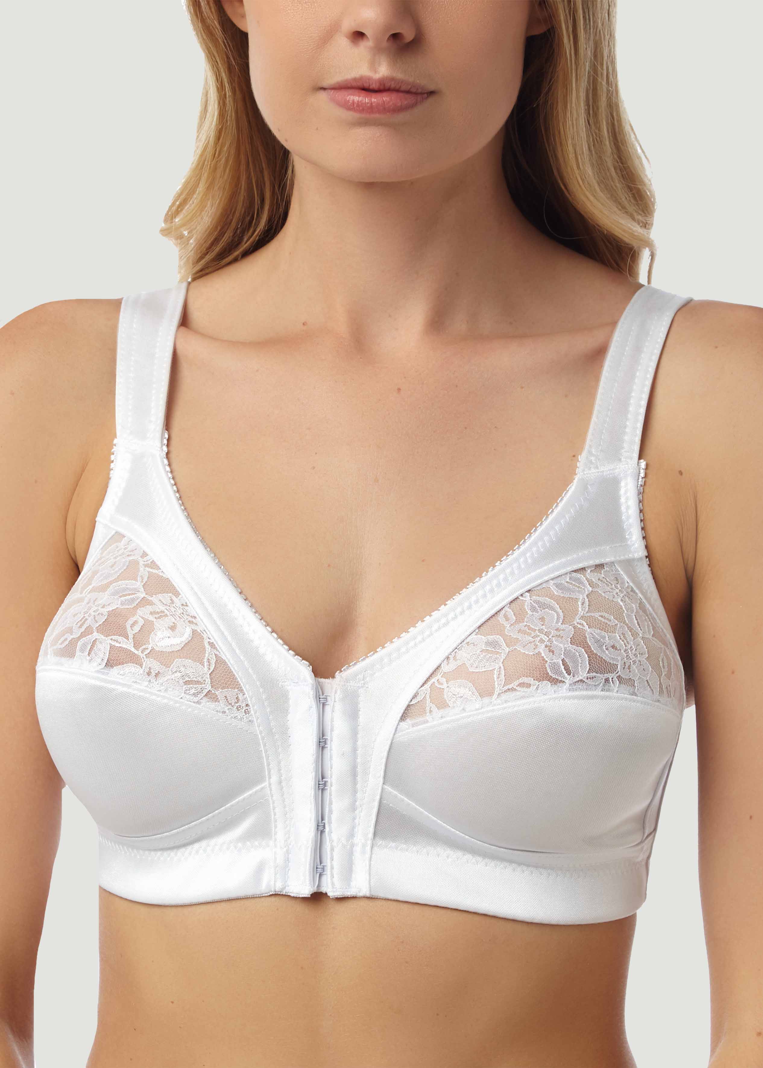 Front Fastening 597 Hook Bra, White, Front Opening