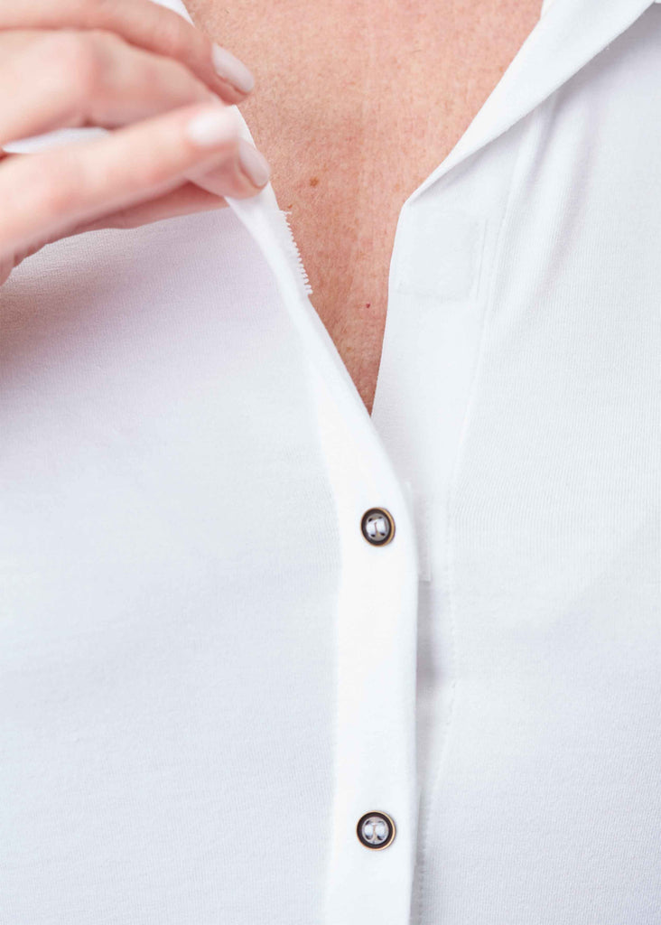 Imogen Jersey Long Sleeve Velcro Shirt - Blossom White