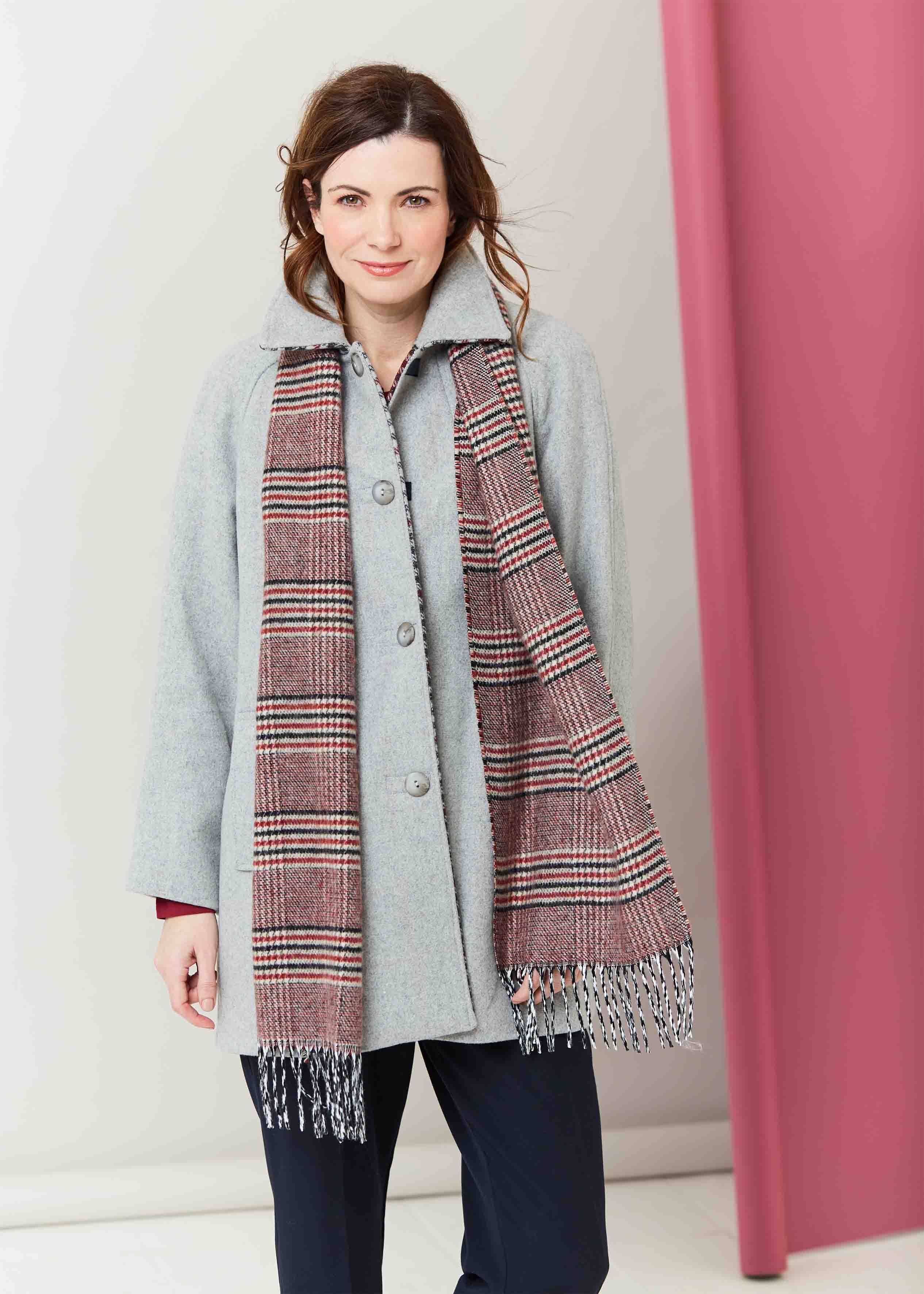Marilyn Grey Wool Blend Coat VELCRO® Brand Fastening Fastening
