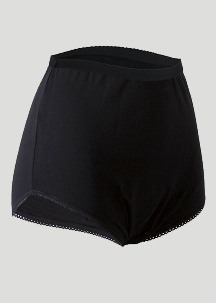 Mid Absorbent Dayweat Washable Full Brief Knickers Black - Side view - The Able Label