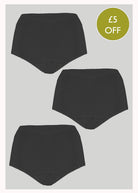 3 Pack Mid Absorbent Knickers Black - The Able Label