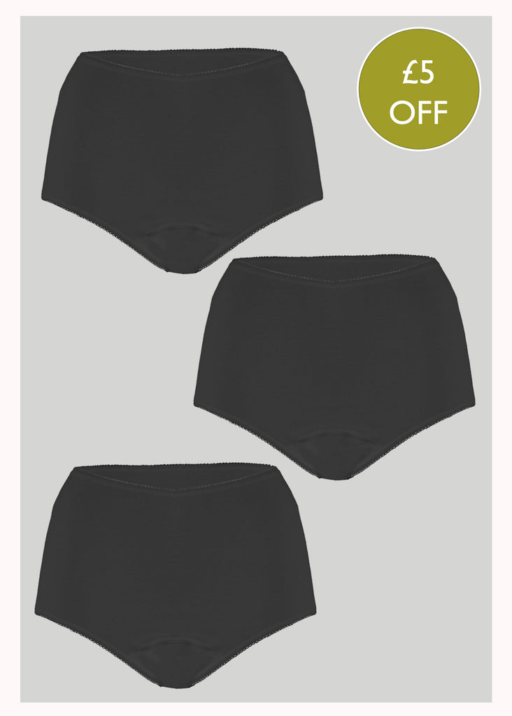 3 Pack Mid Absorbent Knickers Black - The Able Label