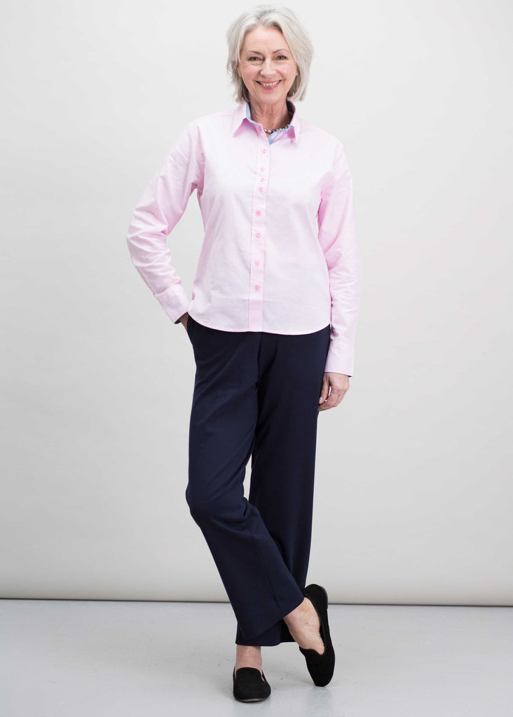 Olivia Pure Cotton Oxford Long Sleeve Velcro Shirt - Pink