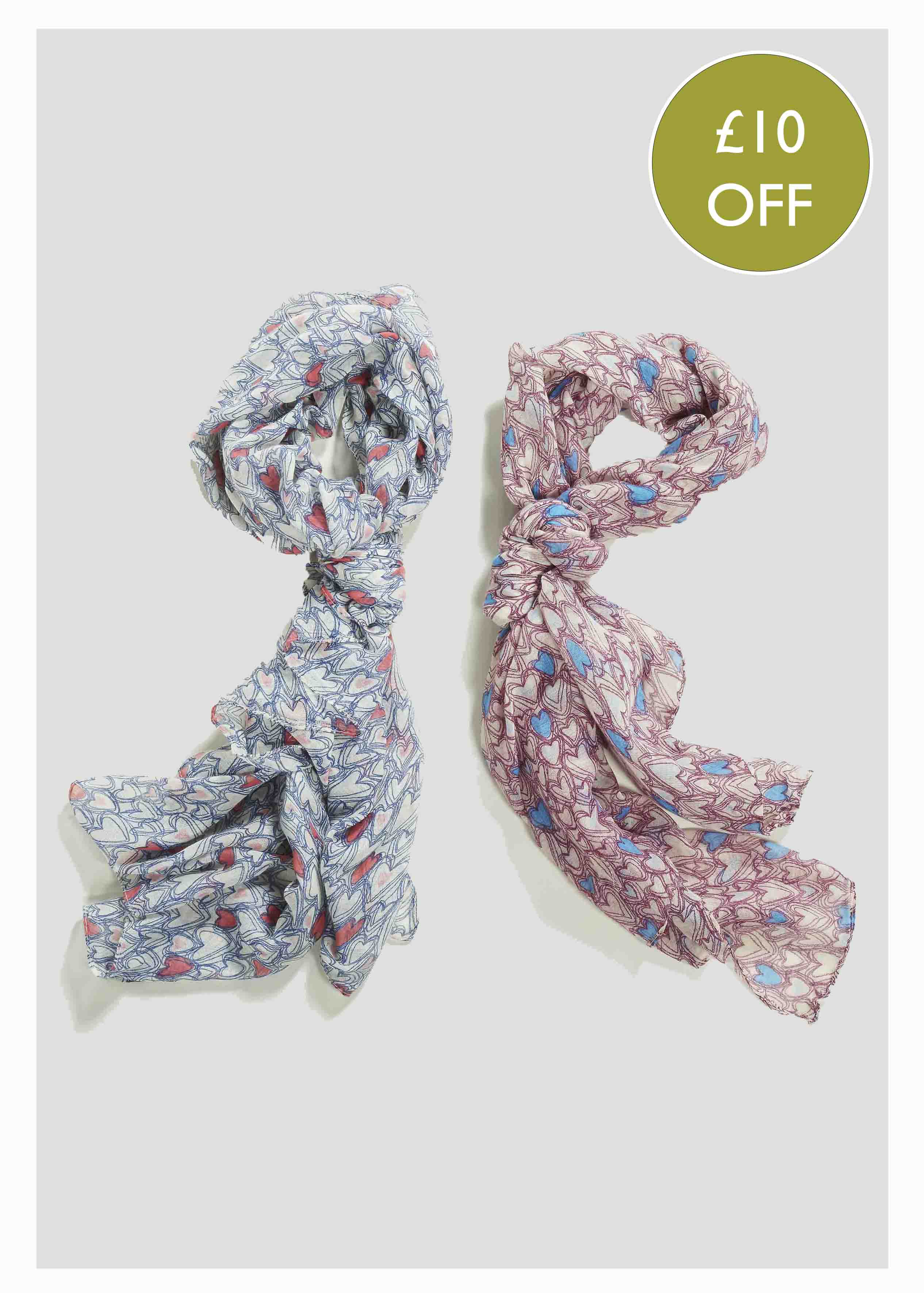 2 Pack Heart Printed Scarfs - The Able Label